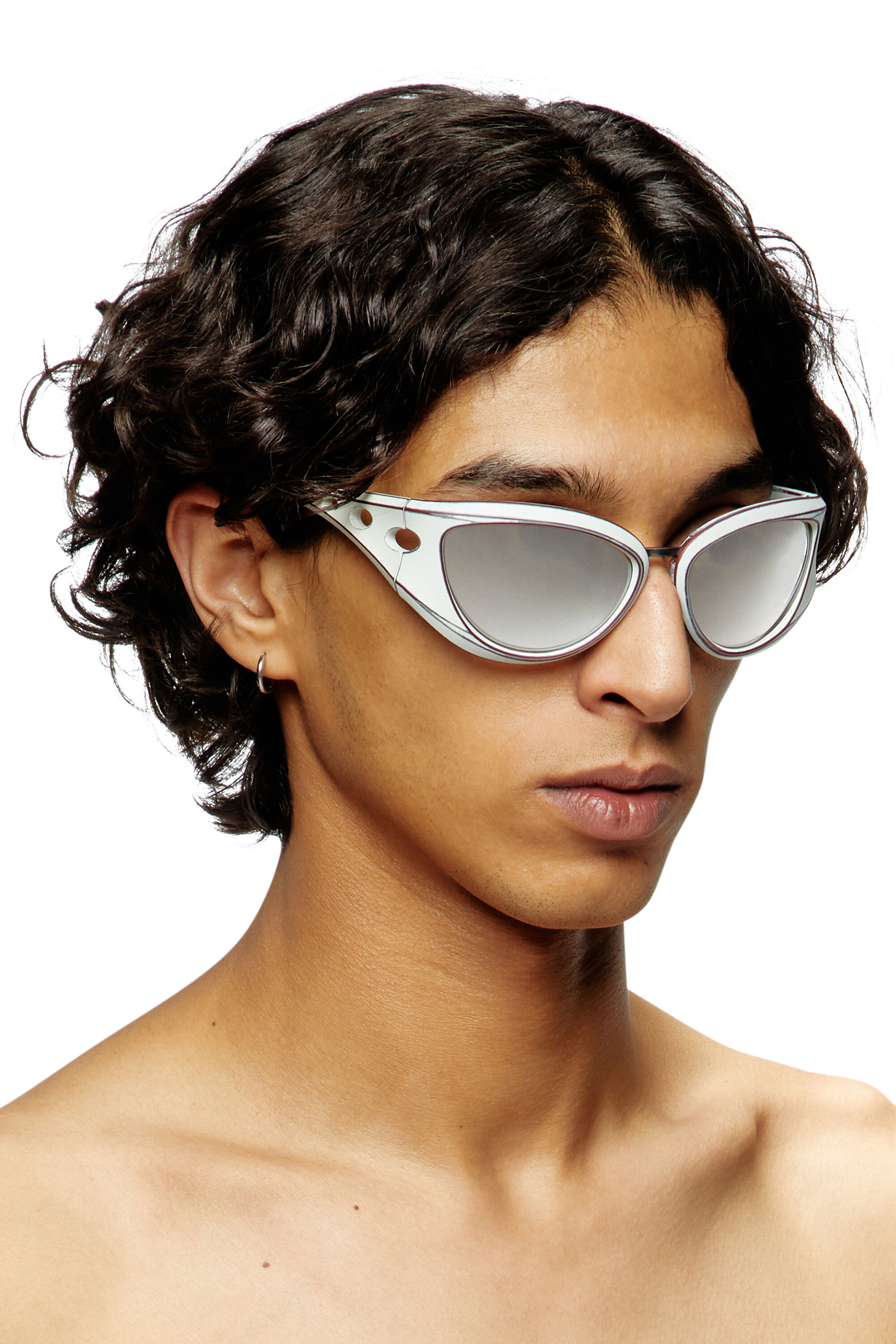 Diesel - 0DL3007U, Unisex's Cat-eye style sunglasses in ホワイト/グレー - 4