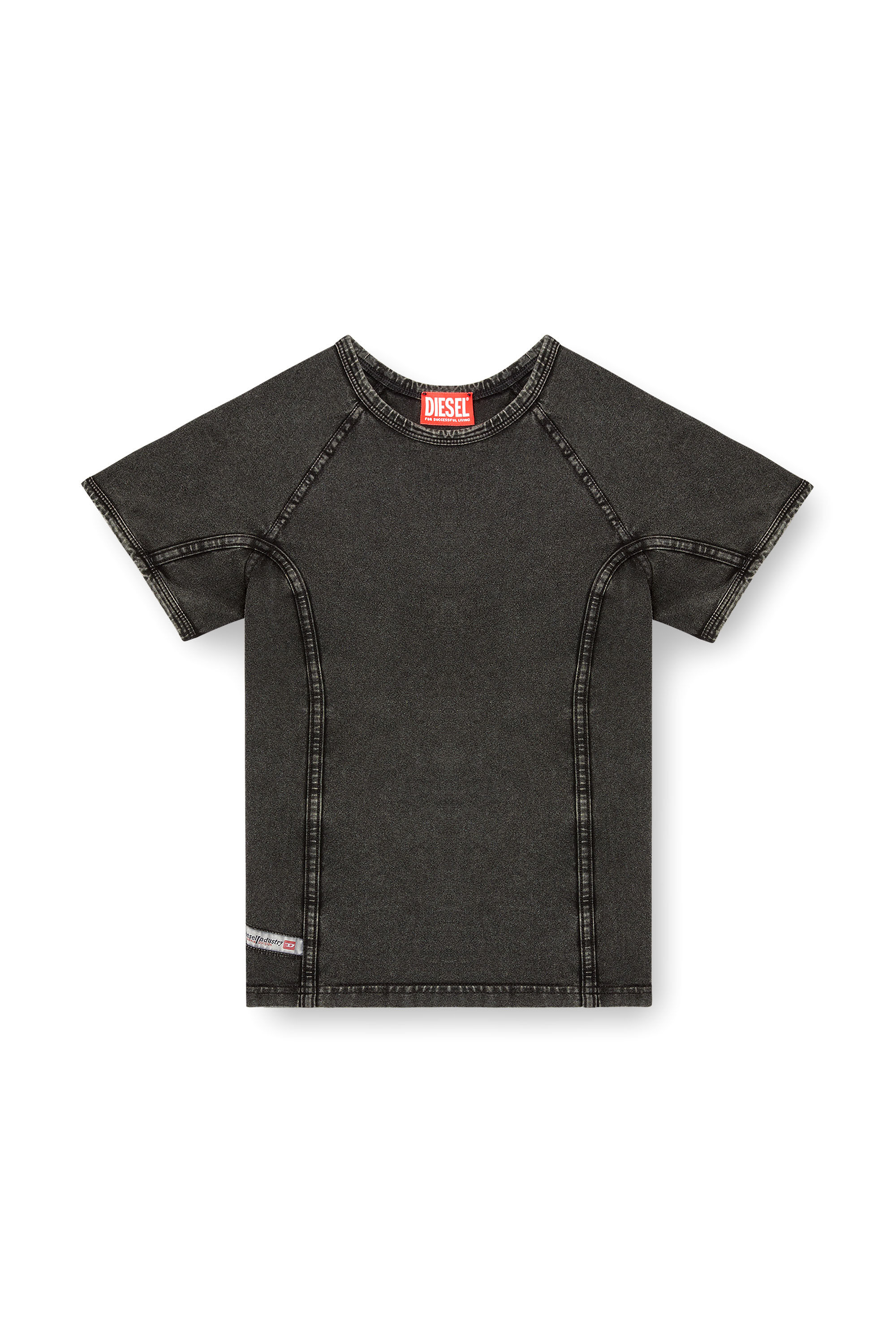 Diesel - T-LYNNE, Female's Denim-effect top in stretch jersey in ブラック - 2
