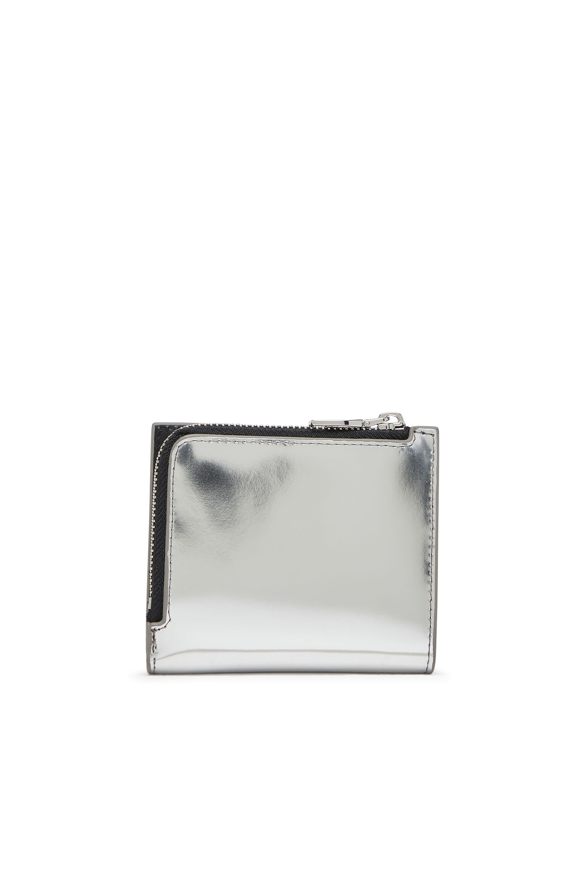 Diesel - 1DR BI FOLD ZIP L, Female's Bi-fold card holder in mirrored leather in シルバー - 2