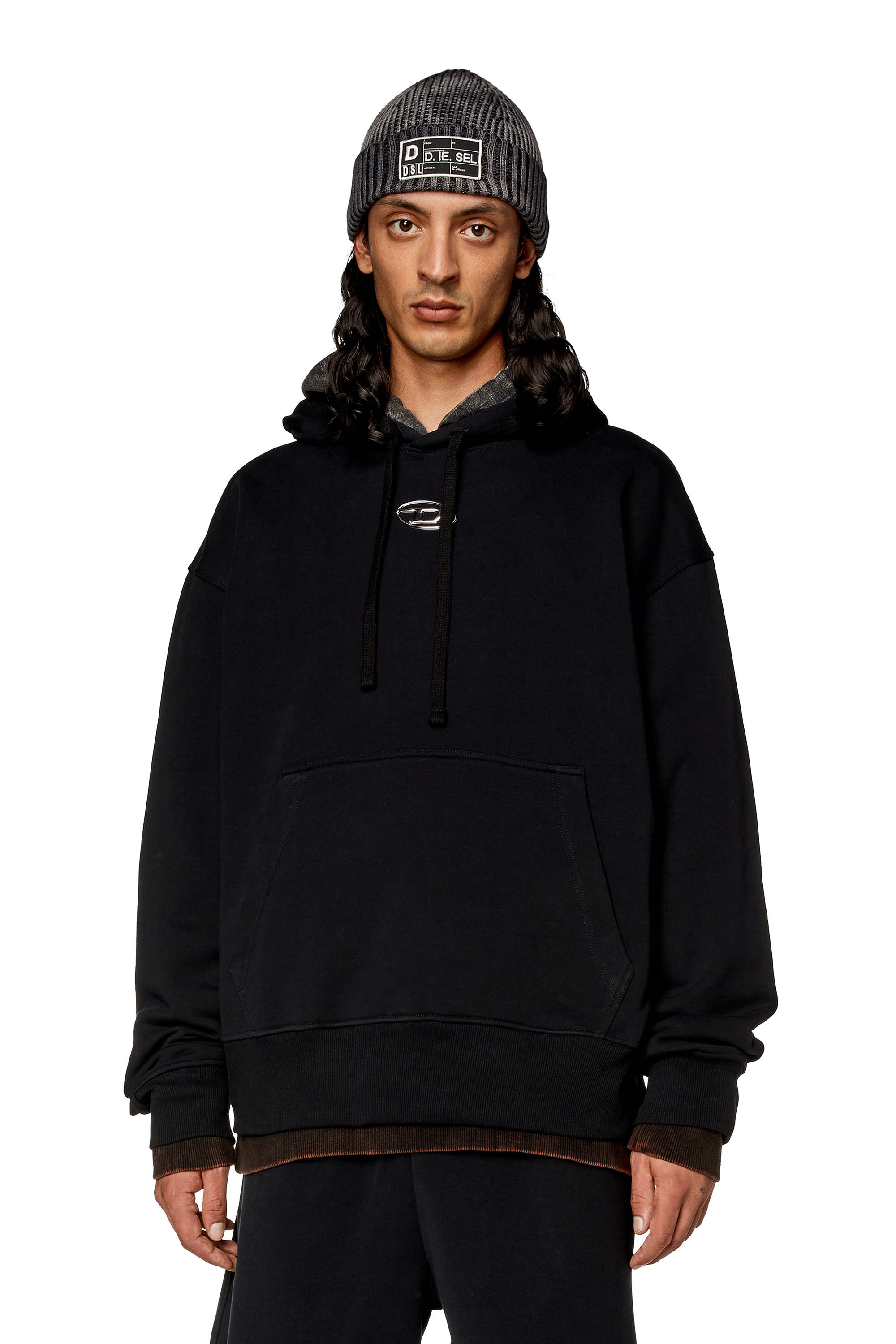 Diesel - S-MACS-HOOD-OD, Male's Hoodie with metallic logo in ブラック - 3