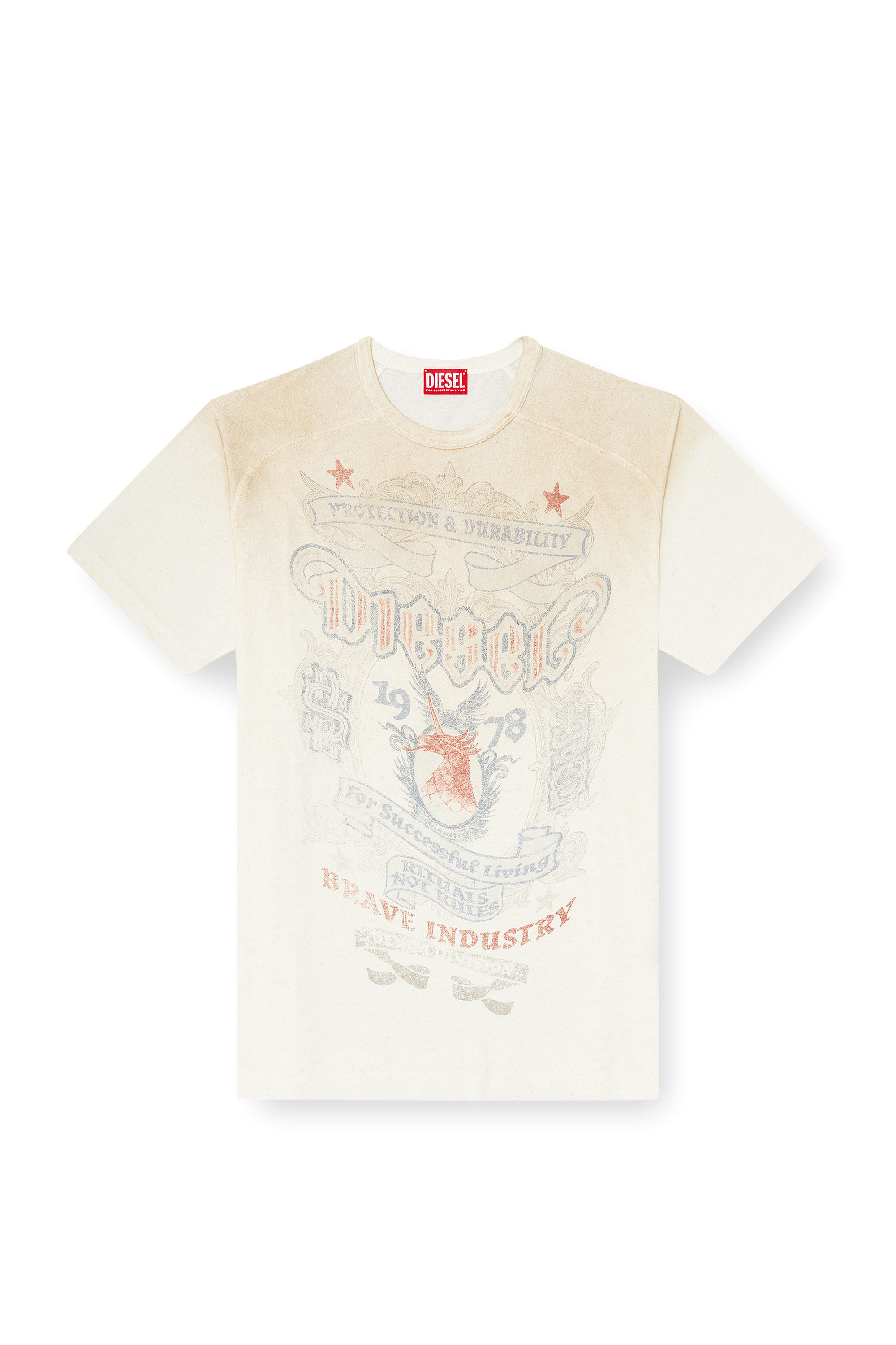 T-ALECY T-shirt with Diesel crest graphic｜ホワイト｜メンズ｜DIESEL
