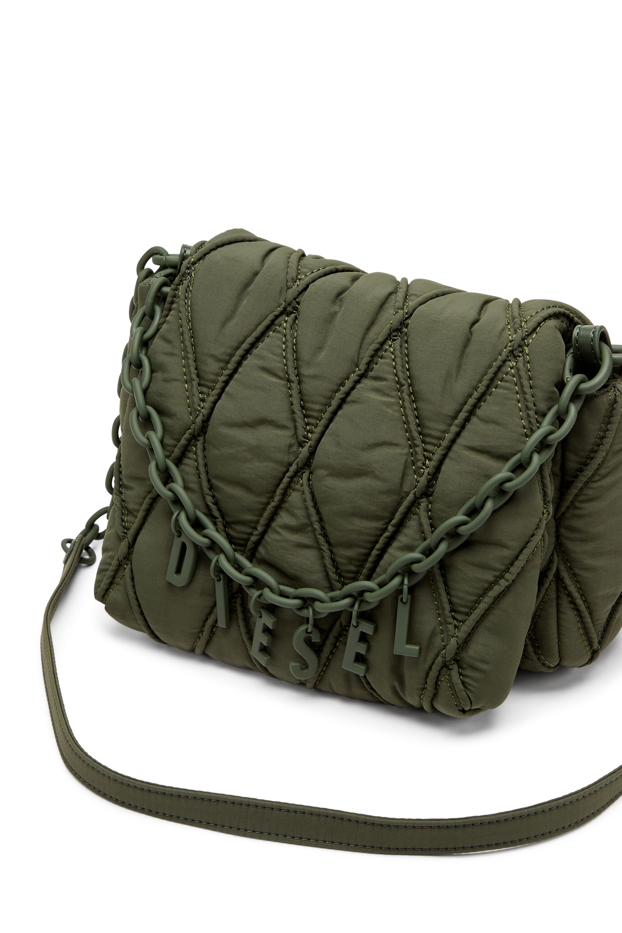 Diesel - CHARM-D SHOULDER S, Female's Charm-D S-Small shoulder bag in quilted nylon in ダークグリーン - 6