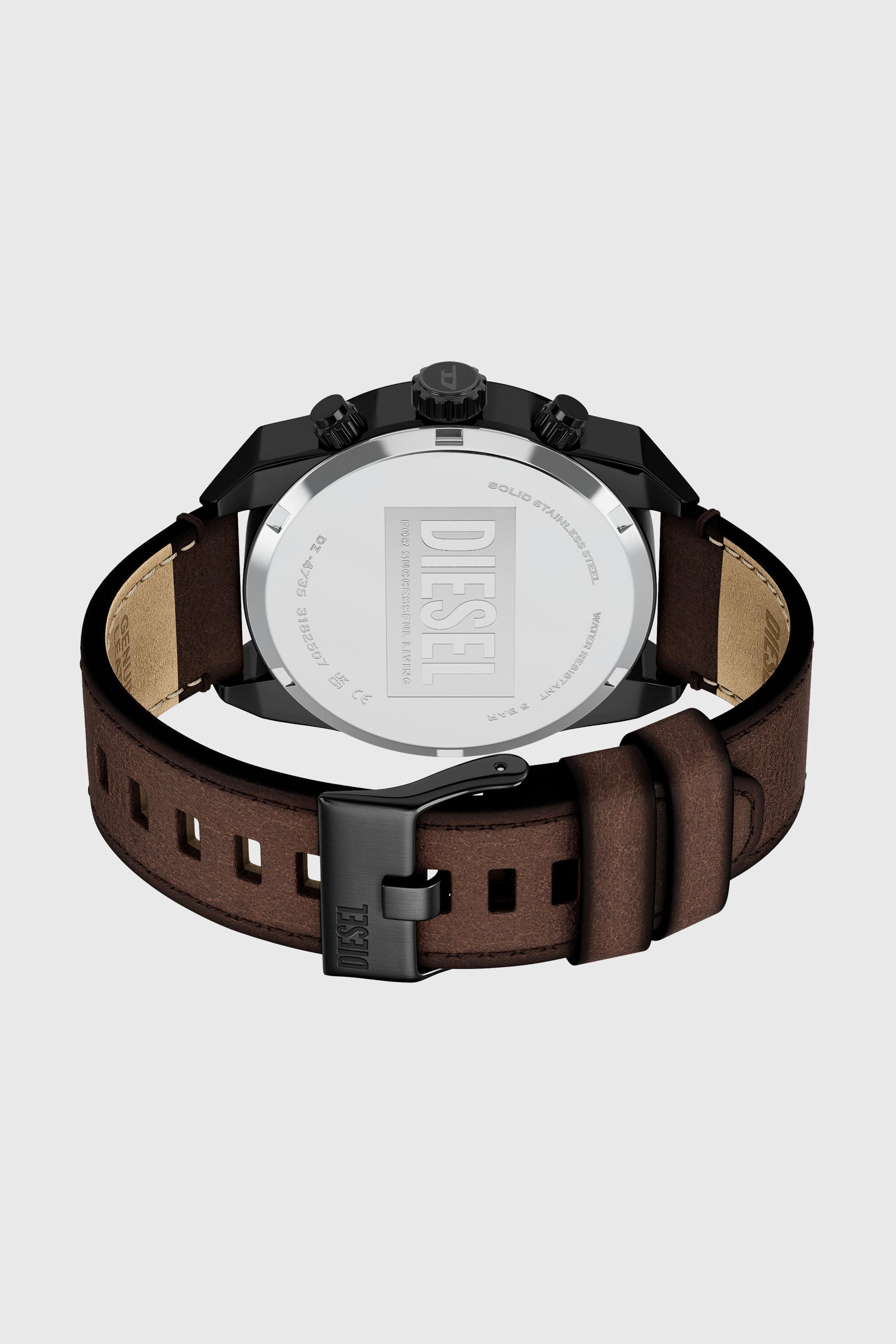 Diesel - DZ4735 WATCH, Male's Spiked brown leather watch in ブラウン - 4