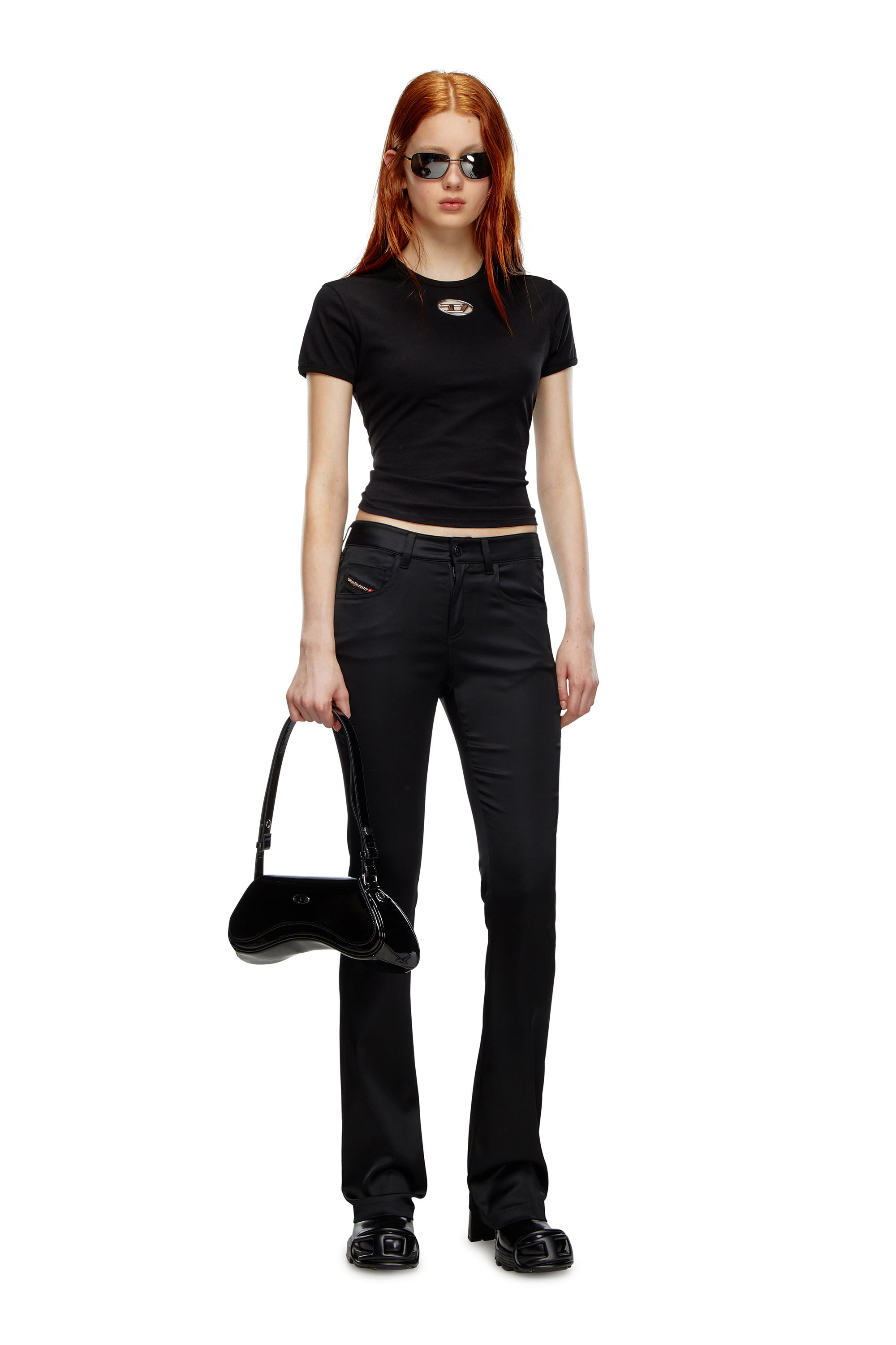 T-UNCUTIE-LONG-OD T-shirt with injection-moulded Oval D｜ブラック 