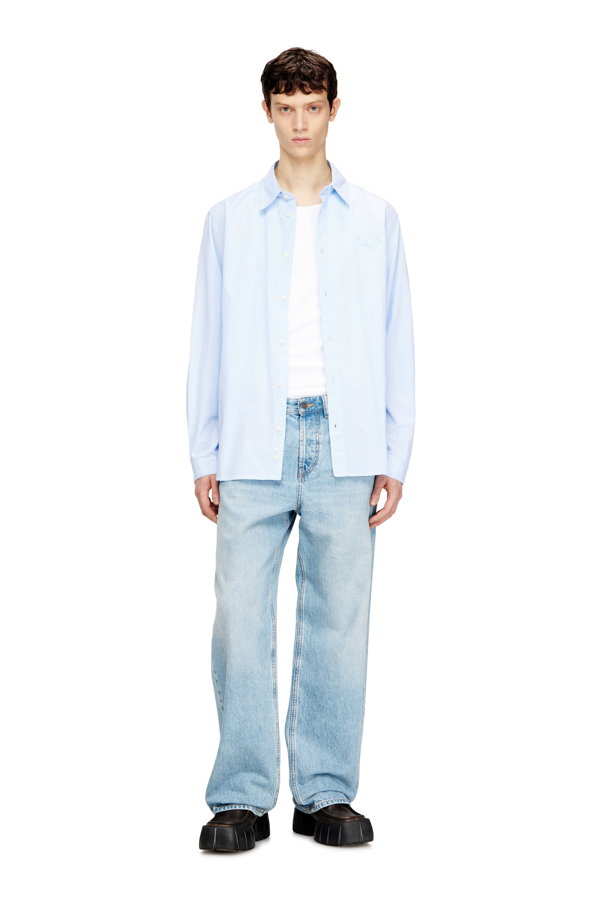 Diesel - S-SIMPLY-BKBZ, Male's シャツ in ブルー/ホワイト - 1