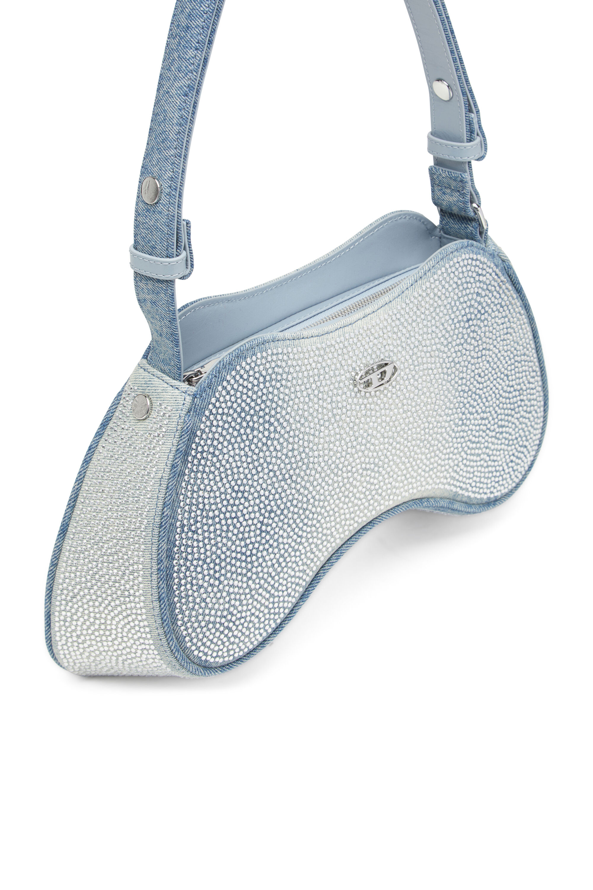 Diesel - PLAY SHOULDER, Female's Play-Shoulder bag in crystal solarised denim in ライトブルー - 5