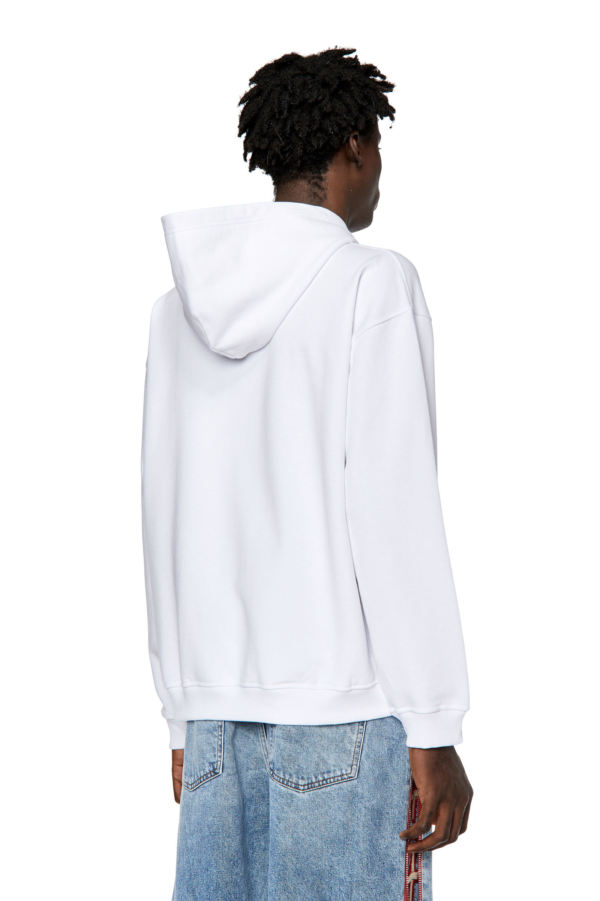 Diesel - S-NLABEL-HOOD, Male's パーカー デストロイドロゴ in ホワイト - 5