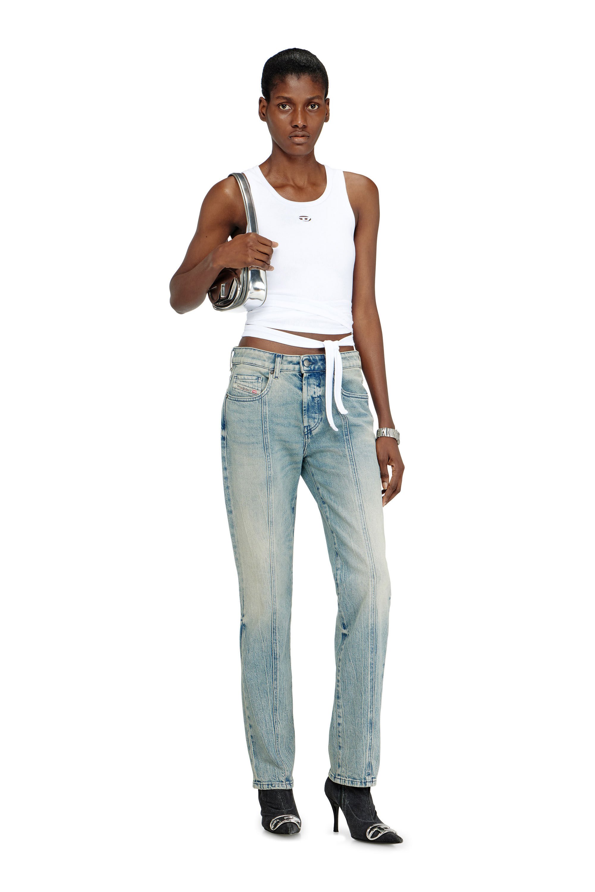 Diesel - 1DR, Female's カウレザーショルダーバッグ in シルバー - 1