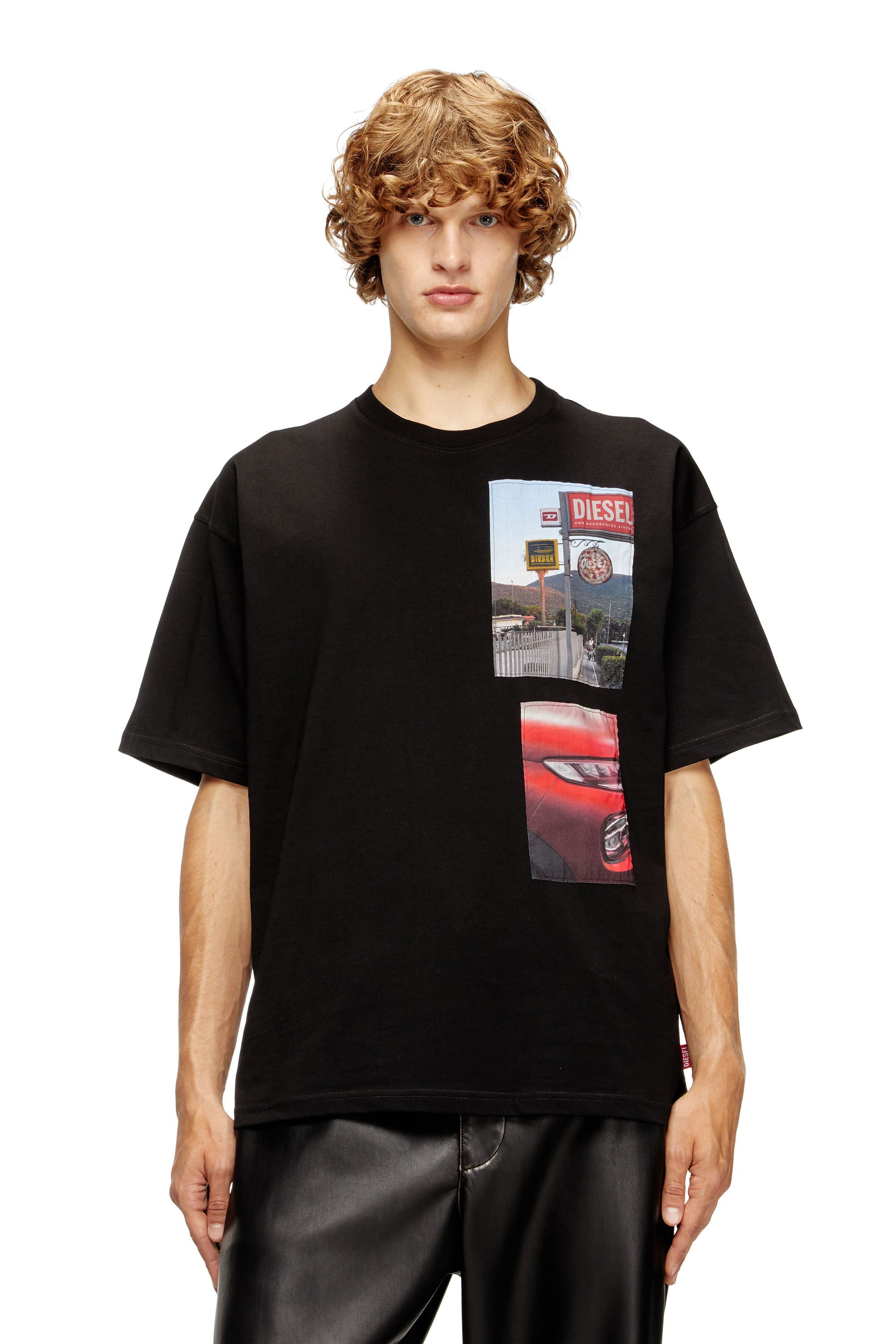 Diesel - T-BOXT-T3, Male's T-shirt with logo photo patches in ブラック - 3