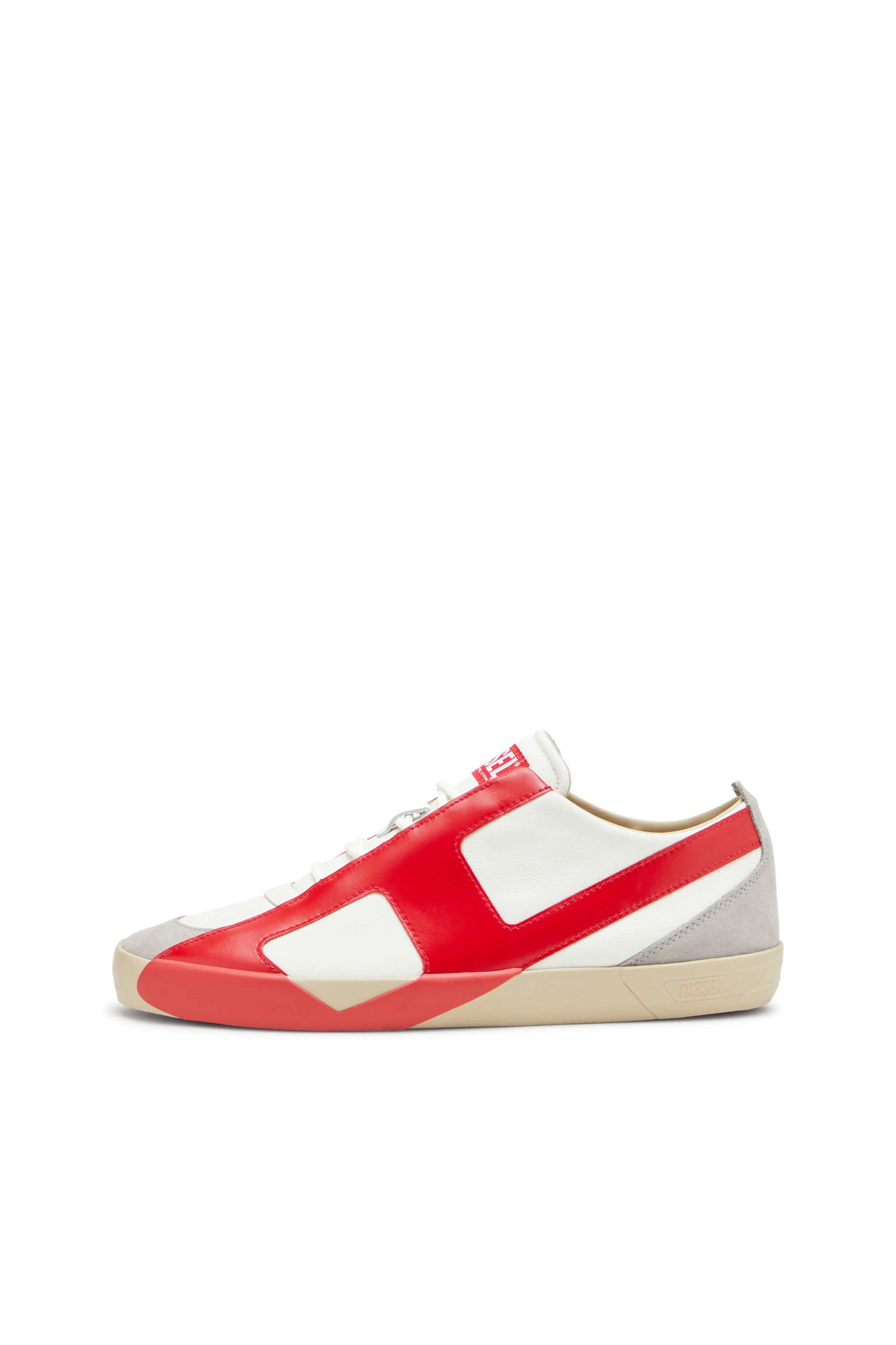 Diesel - S-SLANTE-D LOW, Male's S-Slante-D-Sneakers in suede and leather with D logo in ホワイト/レッド/ブルー - 7