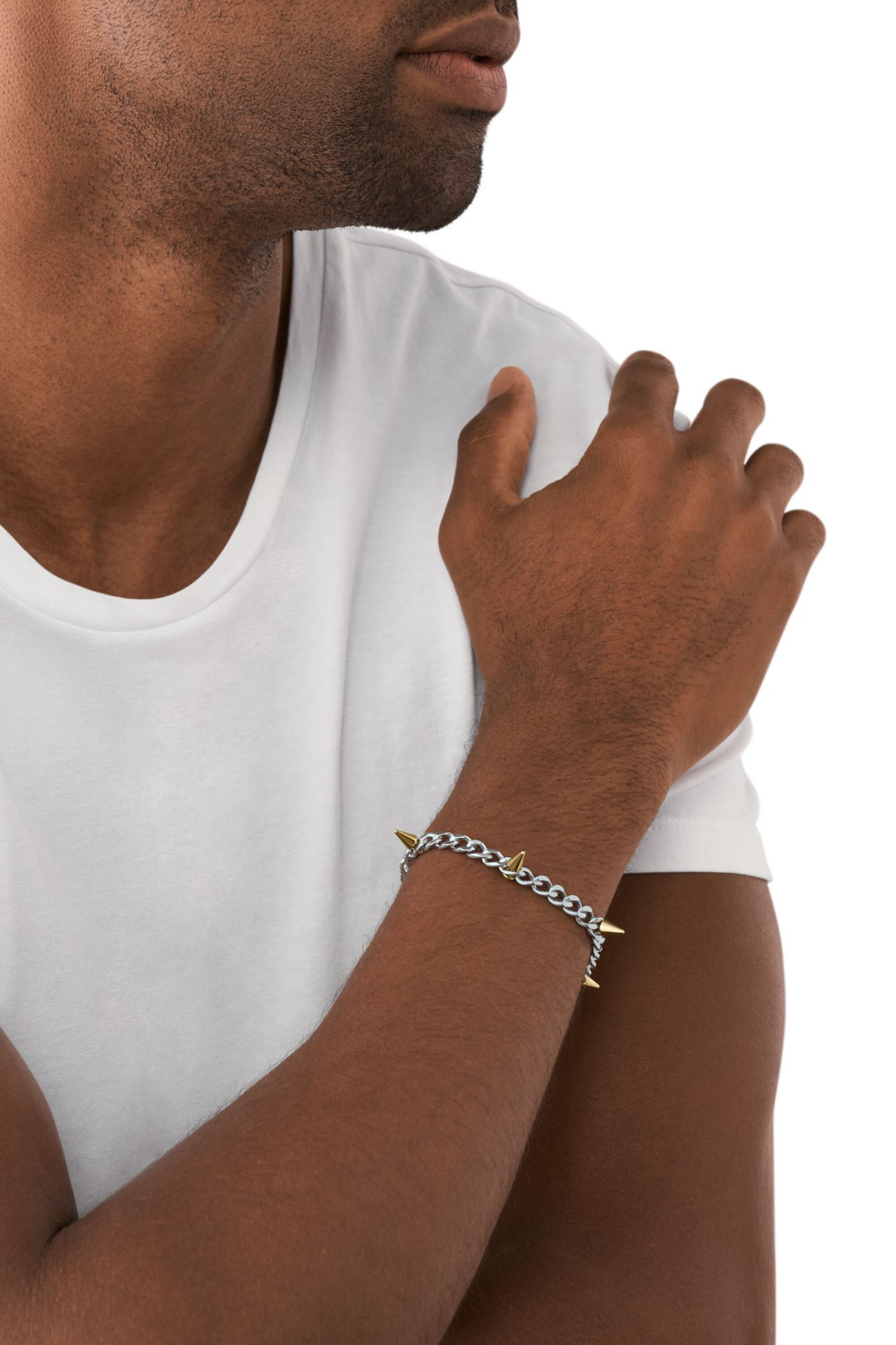 Diesel - DX1453, Unisex's Two-Tone Stainless Steel Chain Bracelet in シルバー - 4
