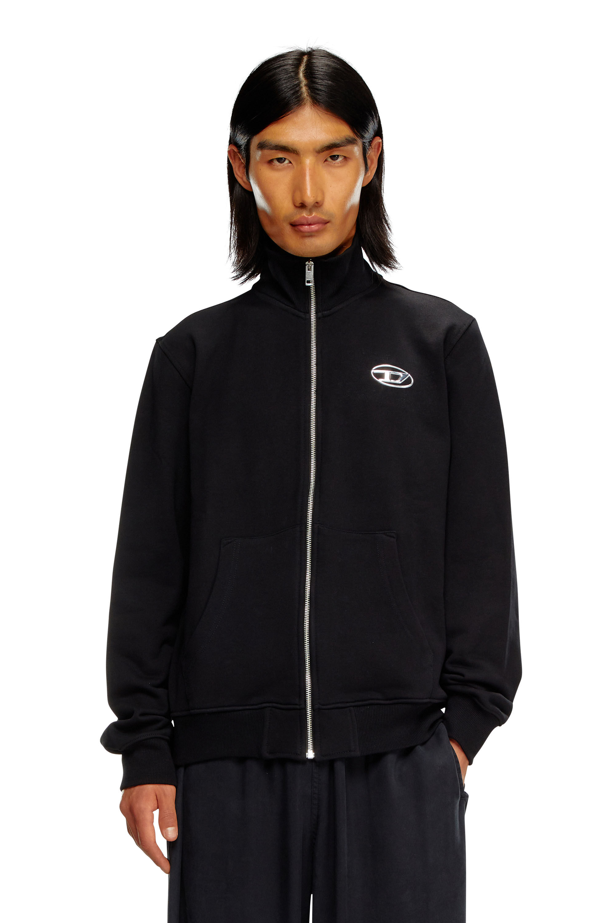 Diesel - S-GINNI-ZIP-OD, Male's スウェットジップアップ in ブラック - 3