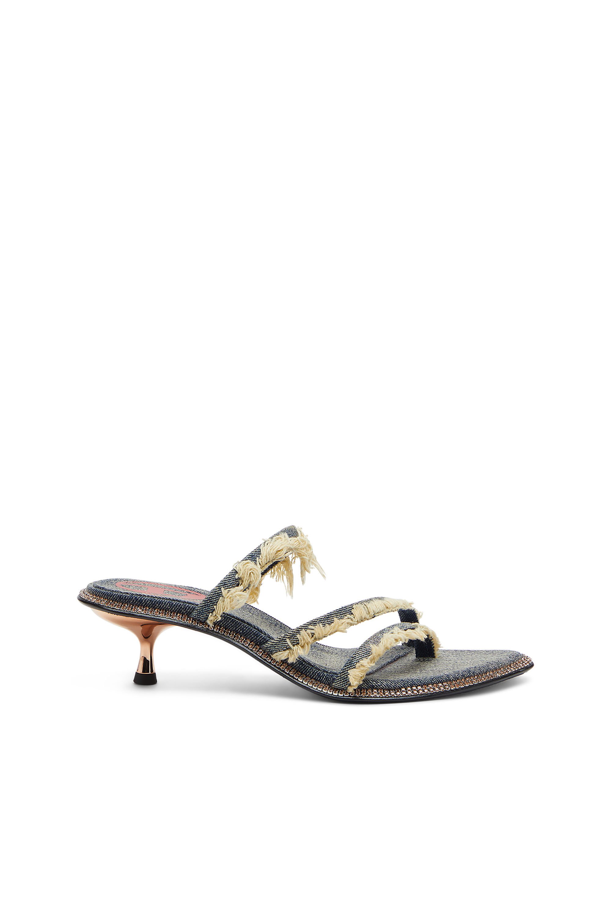 Diesel - D-HAVANNA KITTIE, Female's D-Havanna Kittie-Frayed-denim mules with crystals in ブルー - 2
