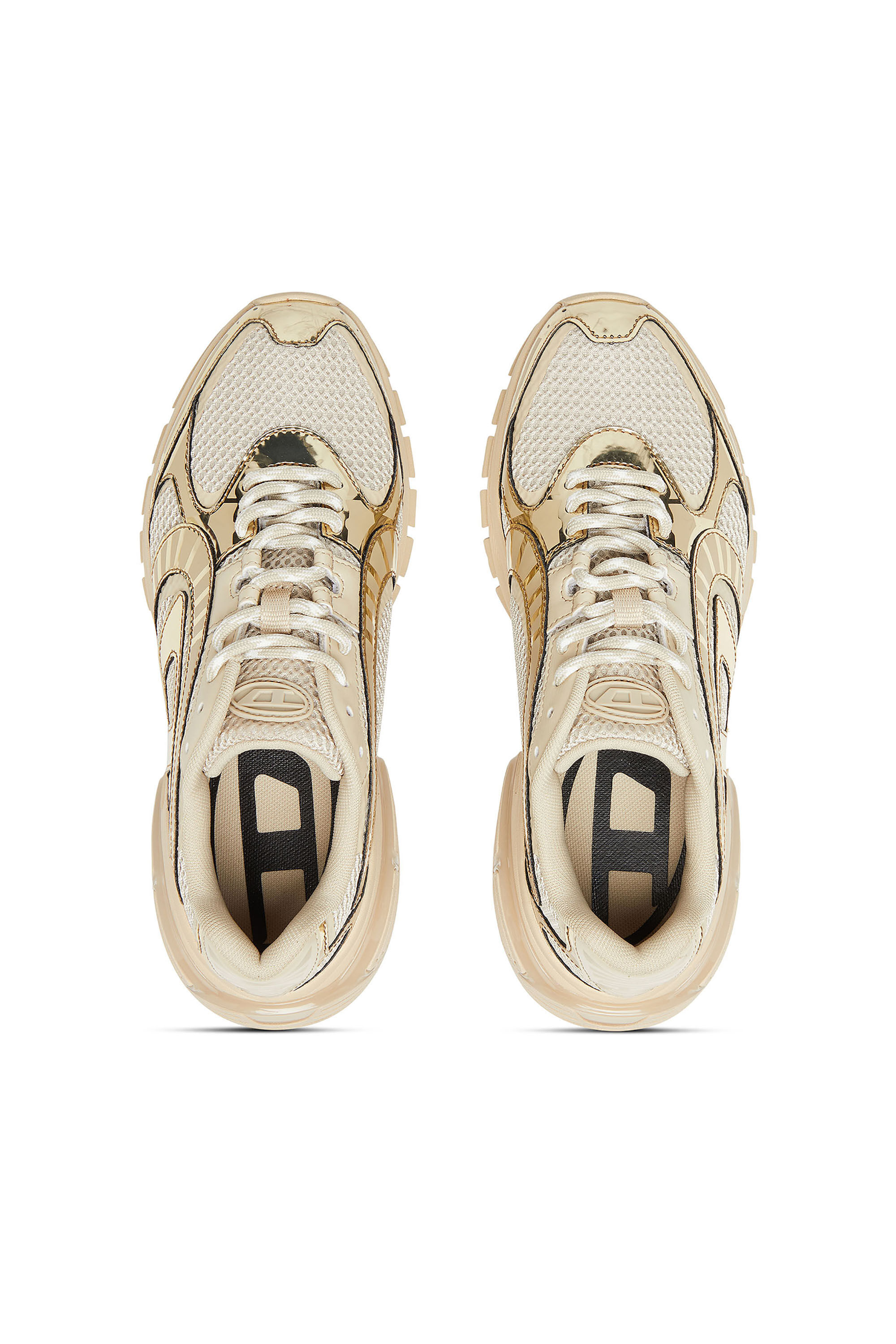 Diesel - S-PRO-V-DENSE LOW W, Female's S-Pro-V-Dense-Metallic mesh sneakers with Oval D logo in ベージュ - 5