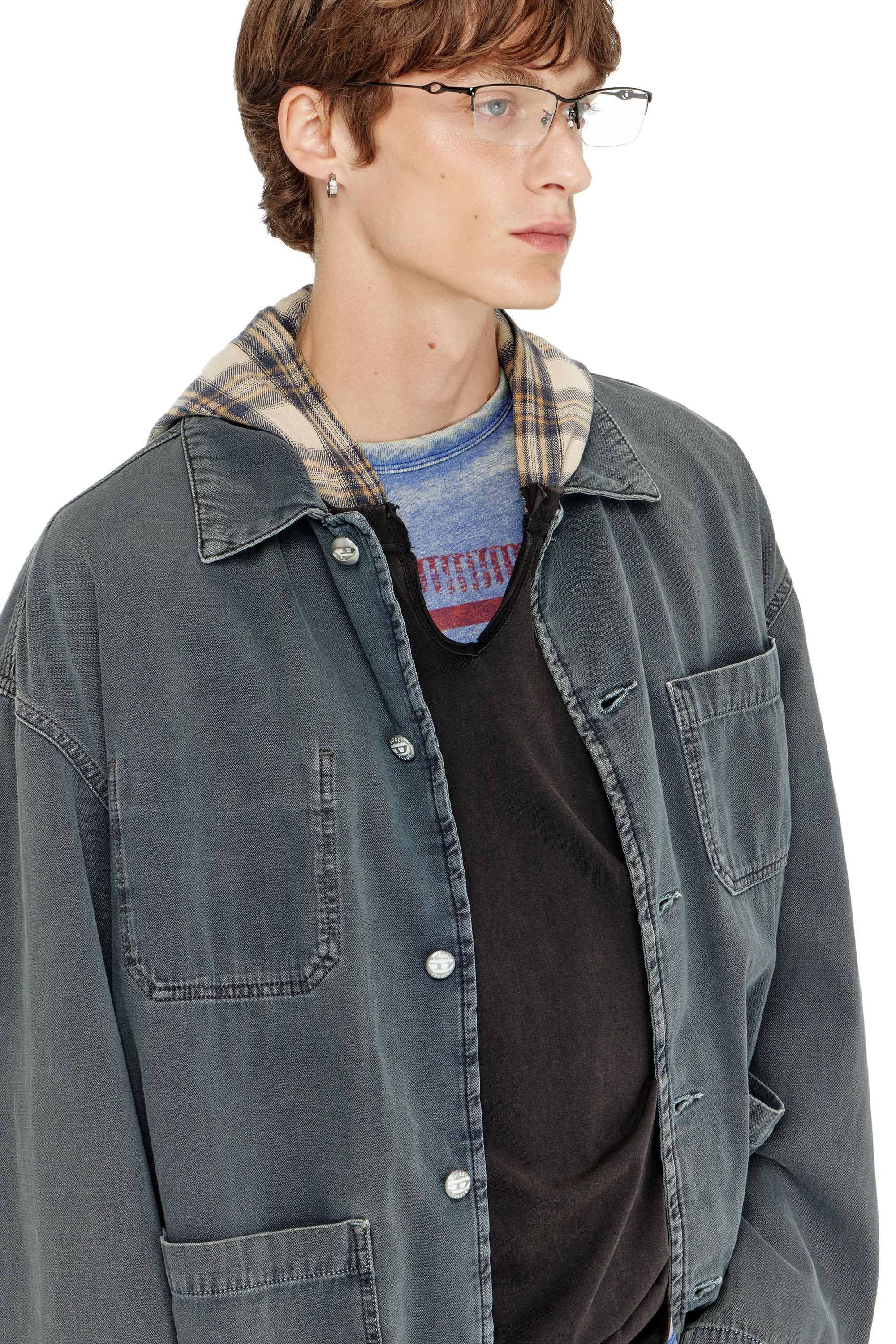 Diesel - D-STACK-U, Unisex's デニムジャケット in グレー - 4