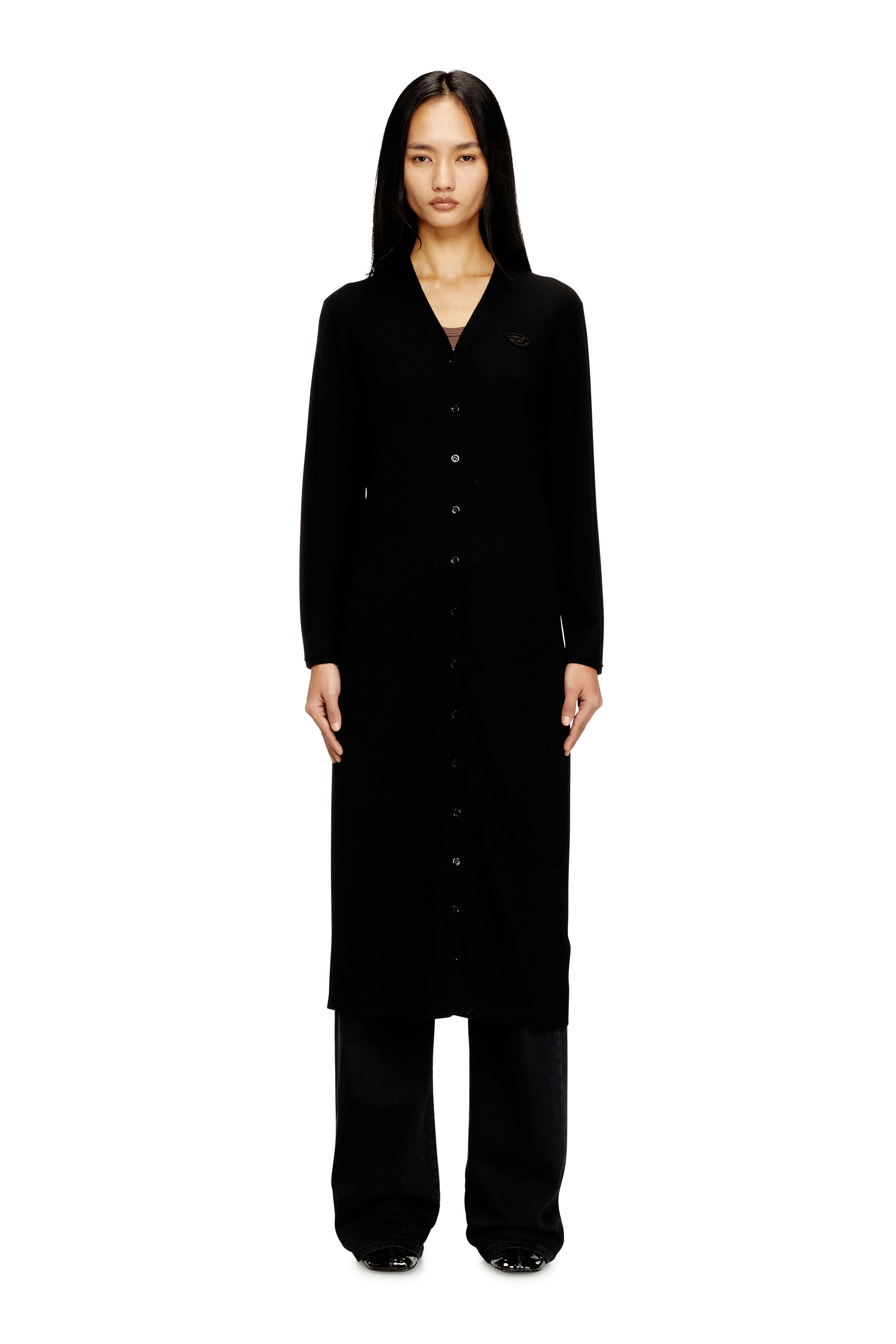 Diesel - M-ALINESA-CARDIGAN, Female's ロングカーディガン in ブラック - 3