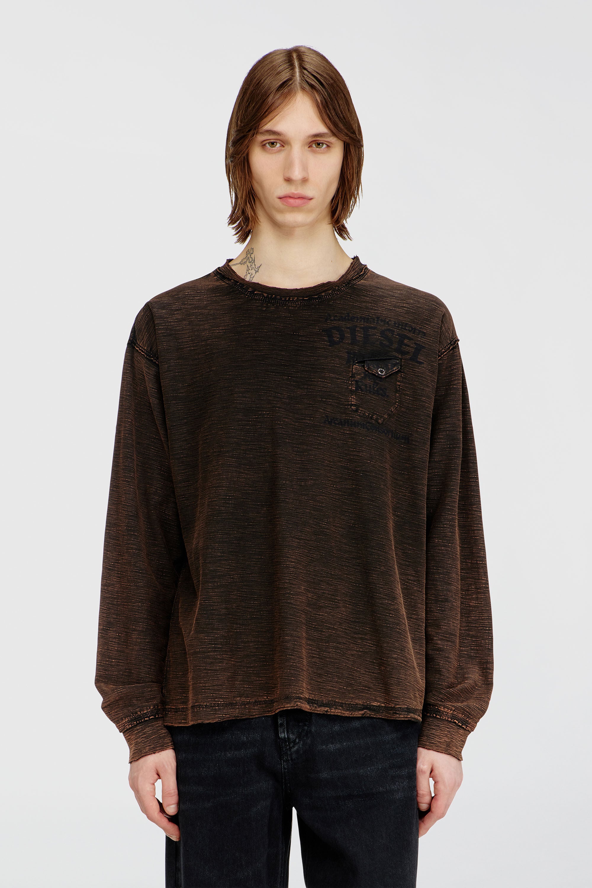 Diesel - T-ARDY-LS, Male's 長袖Tシャツ in ブラウン - 3