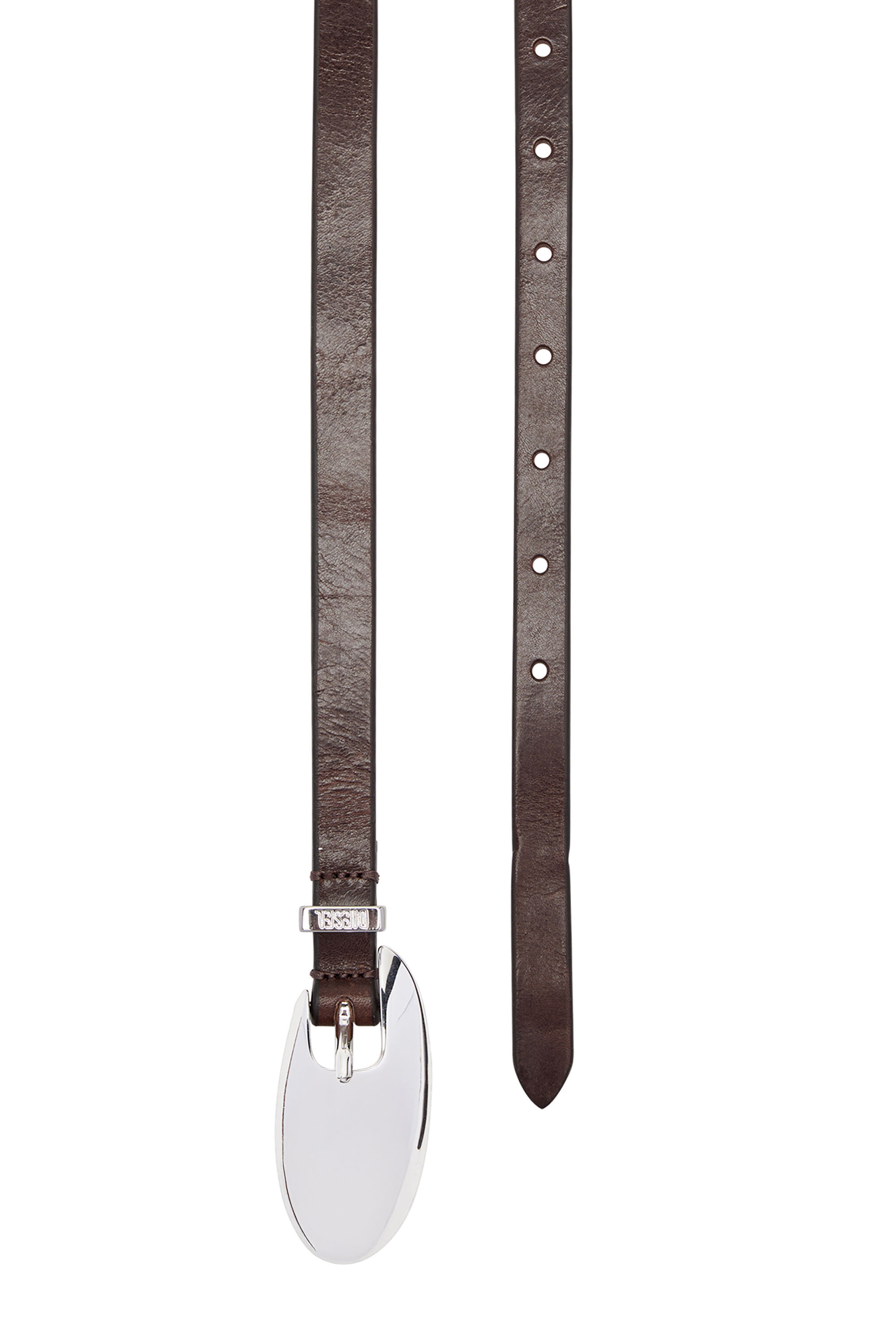 Diesel - B-ROP 15, Female's 1.5cm leather belt with sculptural buckle in ブラウン - 3
