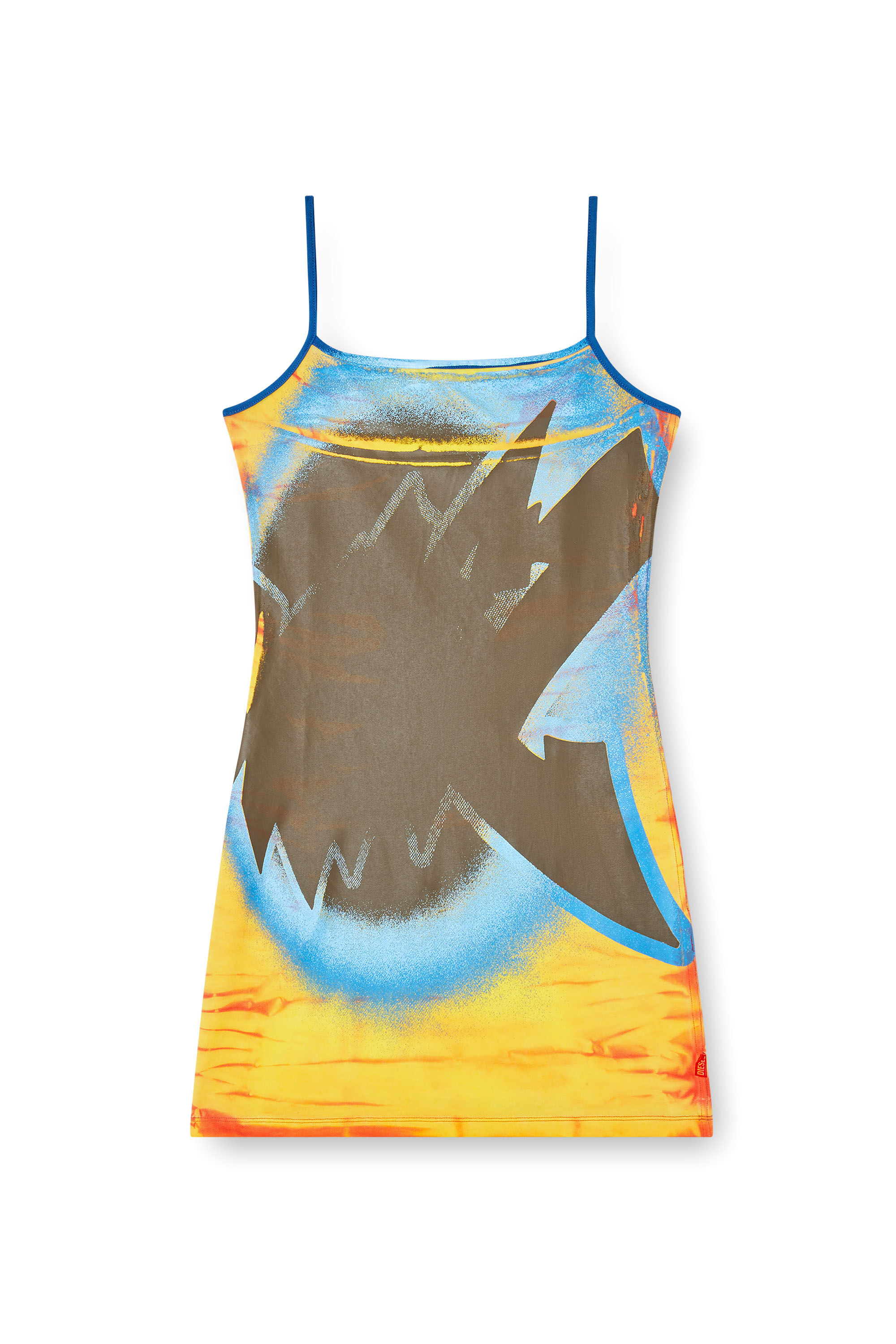 Diesel - D-HOPPYN-Q1, Female's Mini dress with blowout print in ブラウン/イエロー - 2