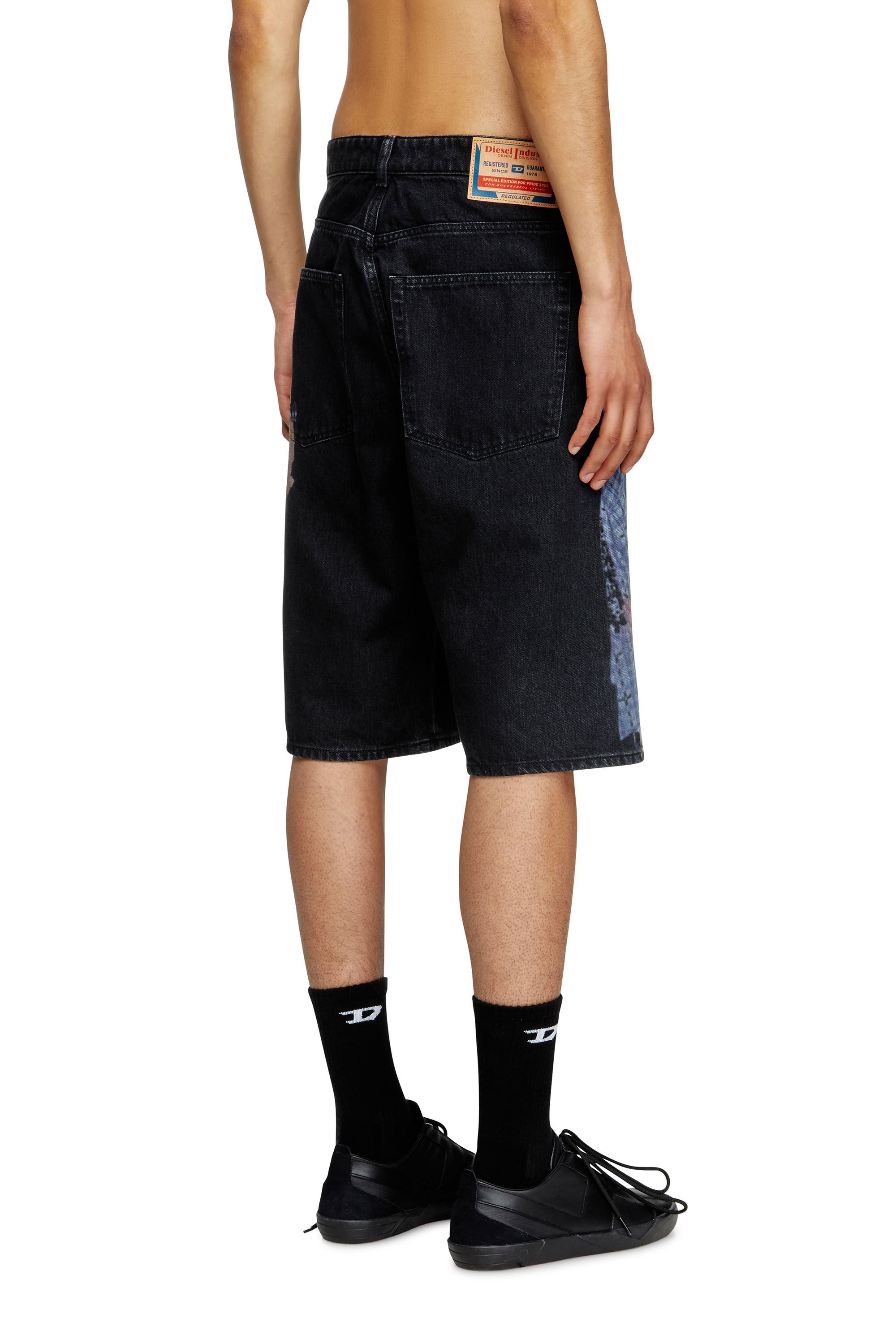 Diesel - PR-D-RIXFORD-S, Unisex's Denim shorts with multicolour print in ブラック - 4