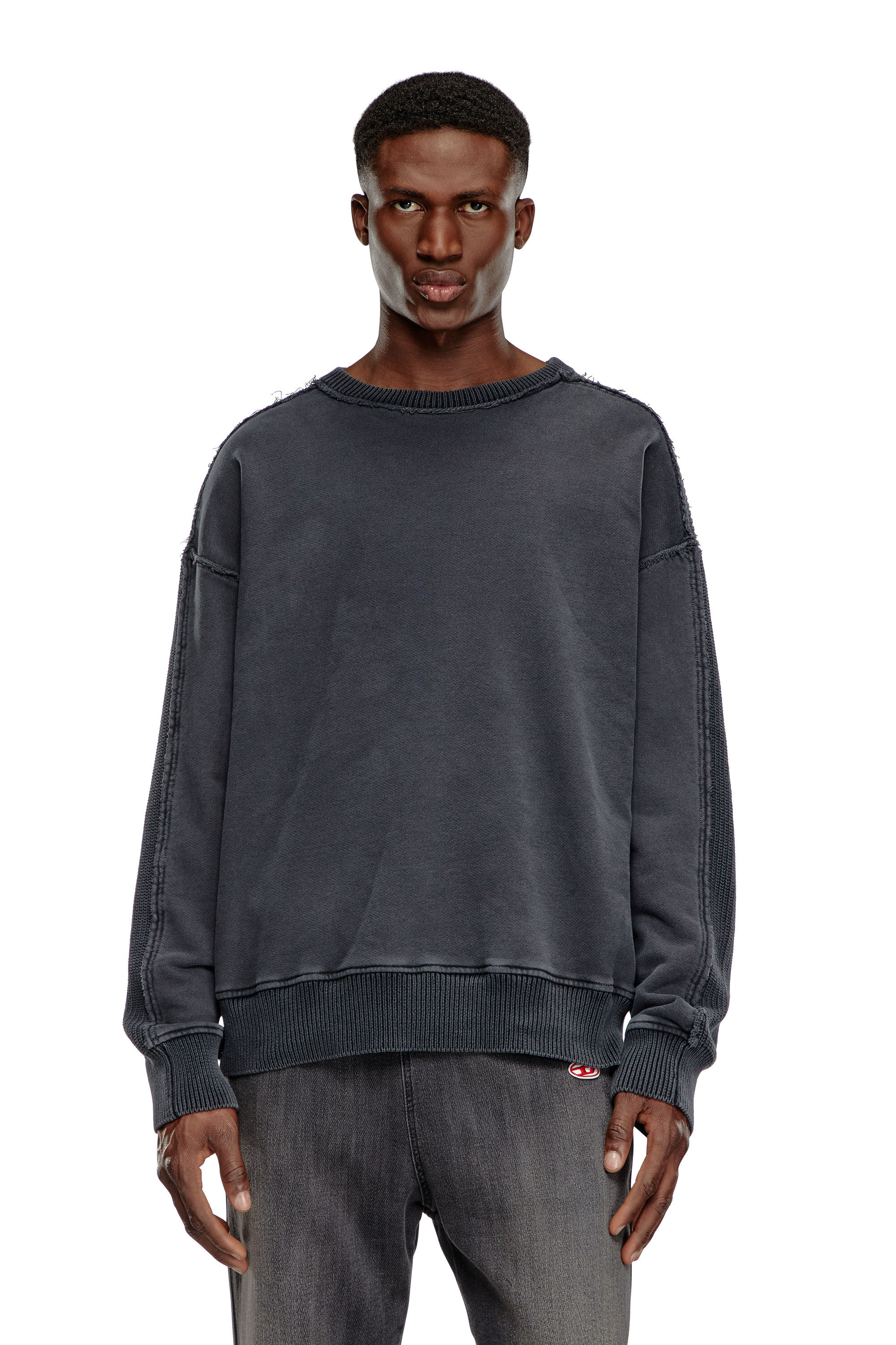 K-OBERTO-ROUND Hybrid jersey and knit jumper｜グレー｜メンズ