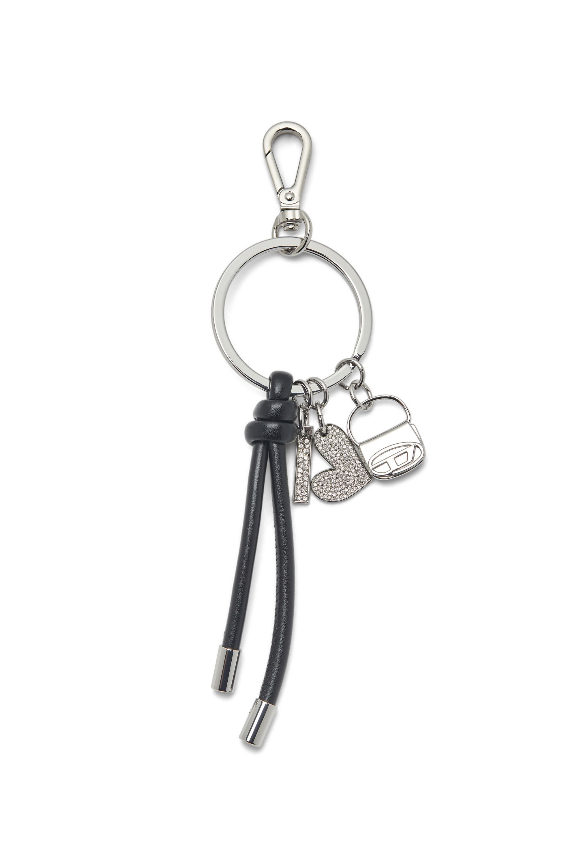Diesel - MULTI III, Female's Keyring charm with heart and bag pendants in シルバー/ブラック - 1
