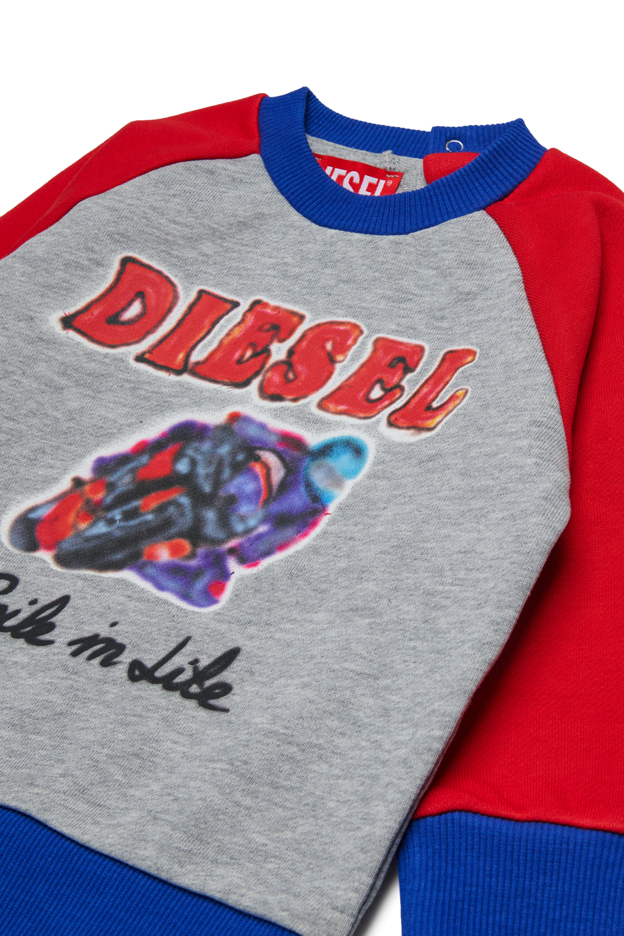Diesel - SPOSBIB, Male's プルオーバースウェット in グレー/ブルー - 3