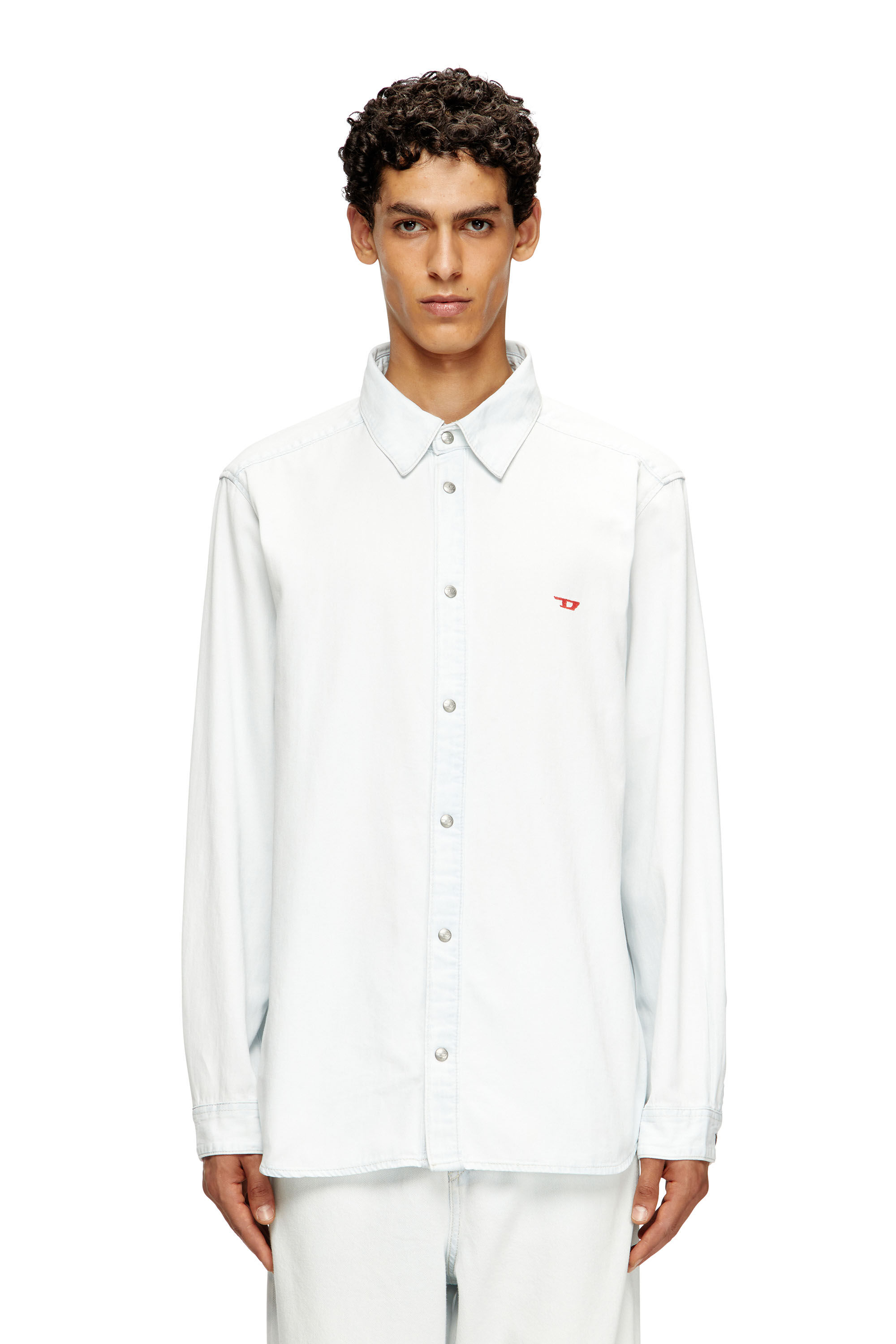 Diesel - D-SIMPLY, Male's Shirt in bleach-effect denim in ライトブルー - 3