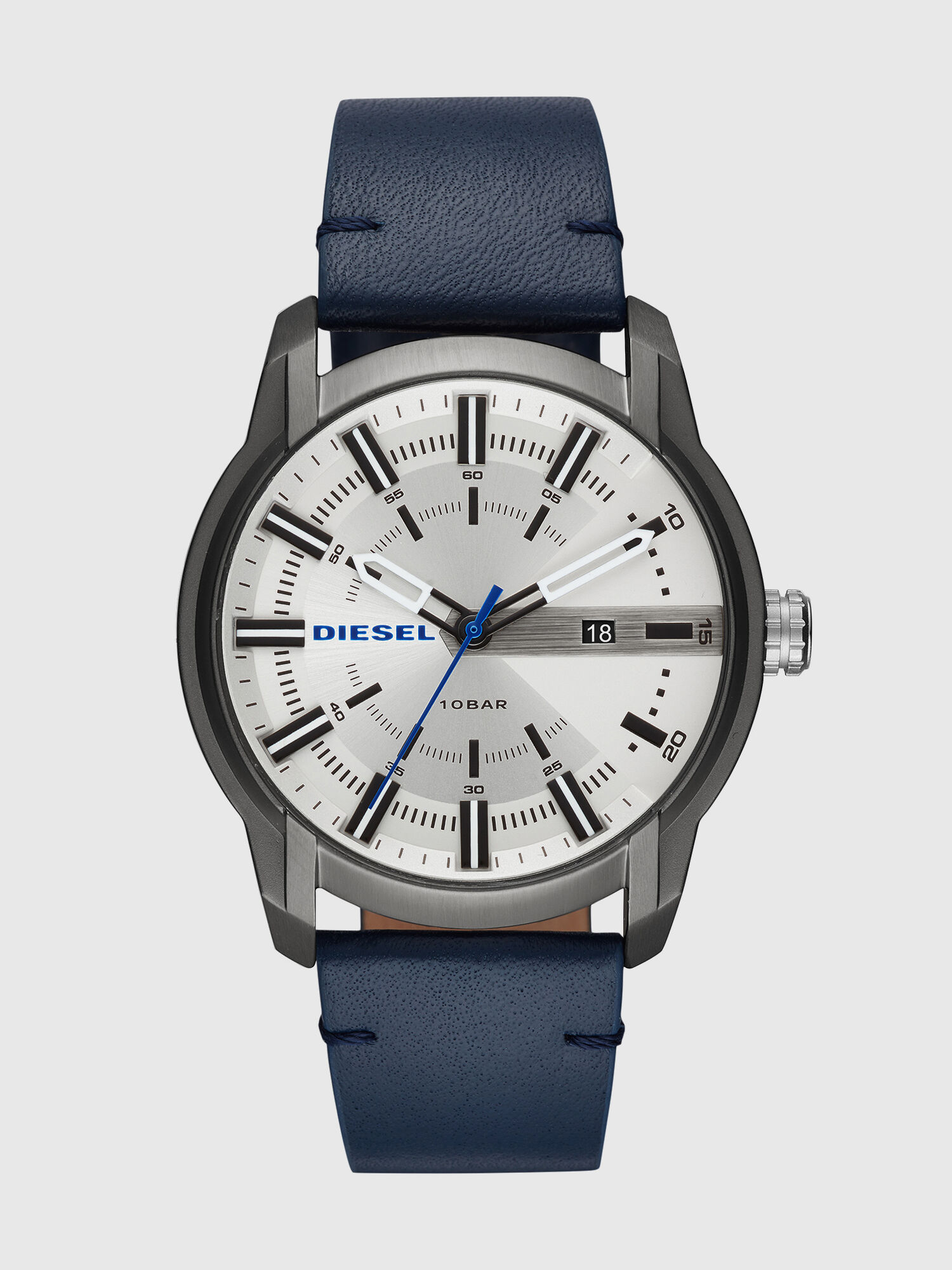 Diesel - DZ1866, Male's Armbar navy watch with silver-tone dial, 44 mm in ブルー - 1