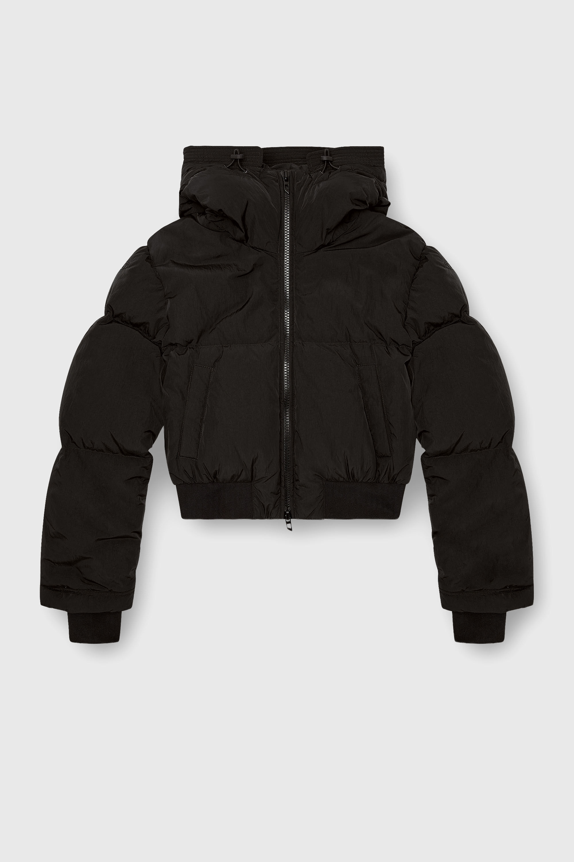 Diesel - W-PEYT-SHORT-NEW-P1, Female's Hooded down jacket in crinkled nylon in ブラック - 2