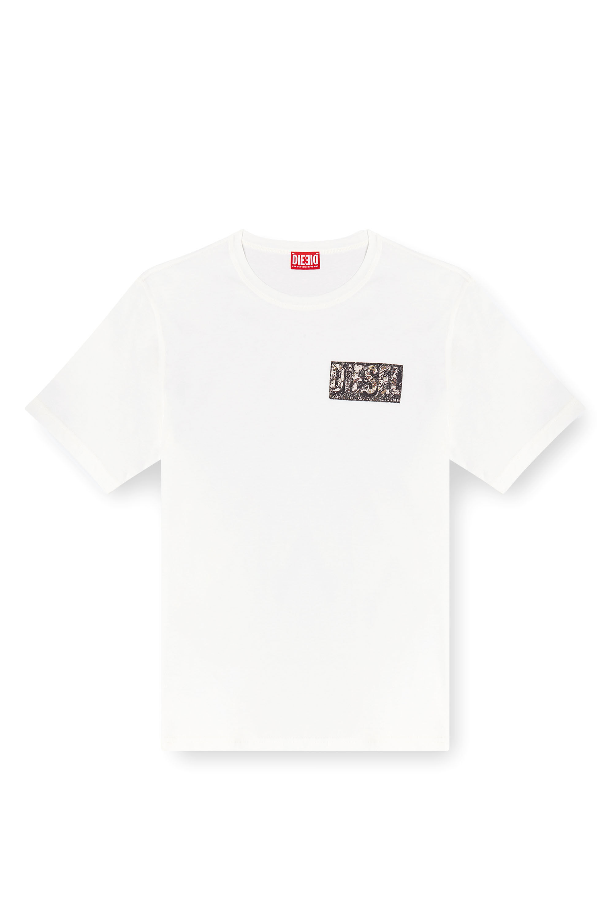 Diesel - T-ADJUST-R19, Male's T-shirt with gabardine patch logo in ホワイト - 2