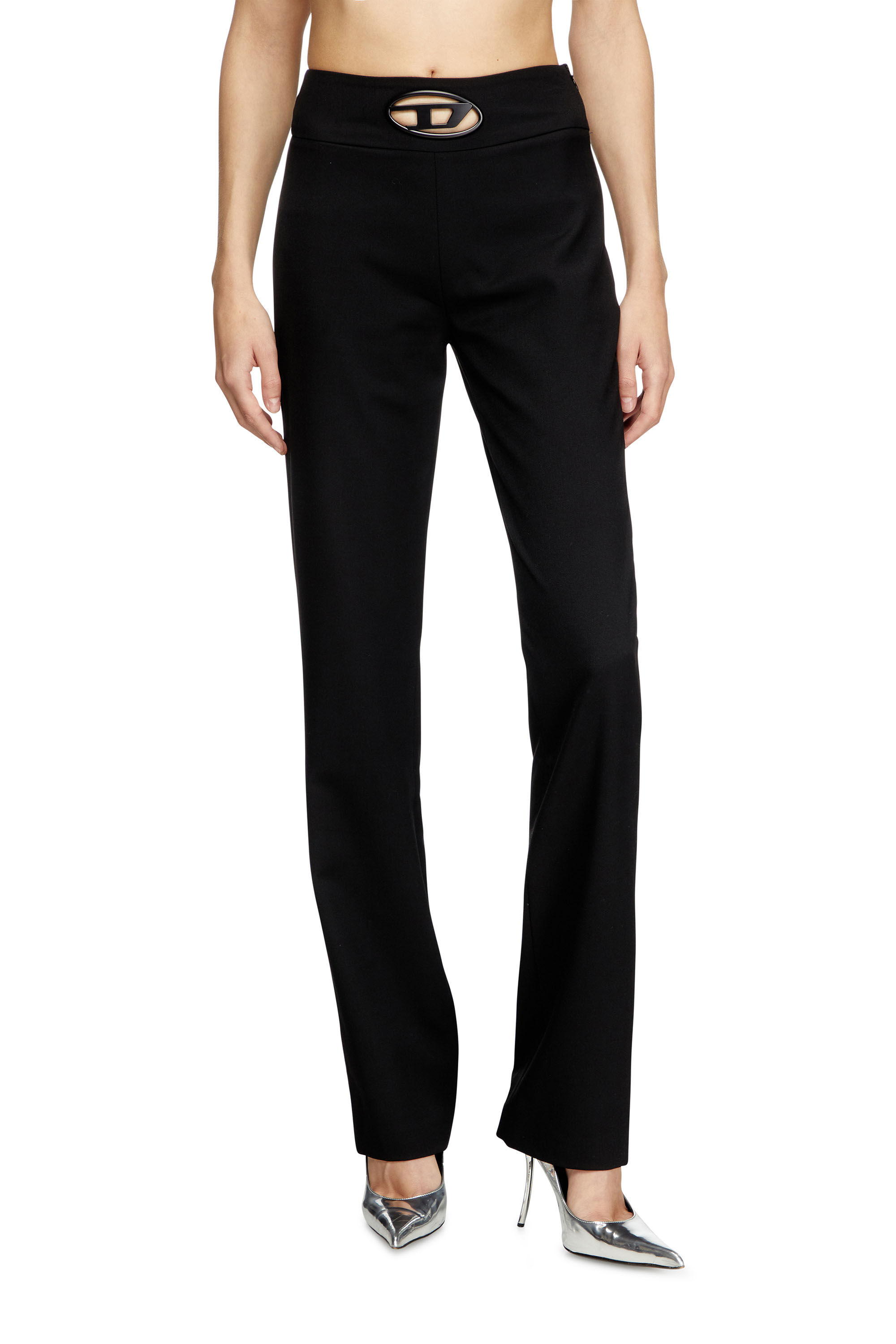 Diesel - P-ERSY, Female's High waisted wool twill pants in ブラック - 3