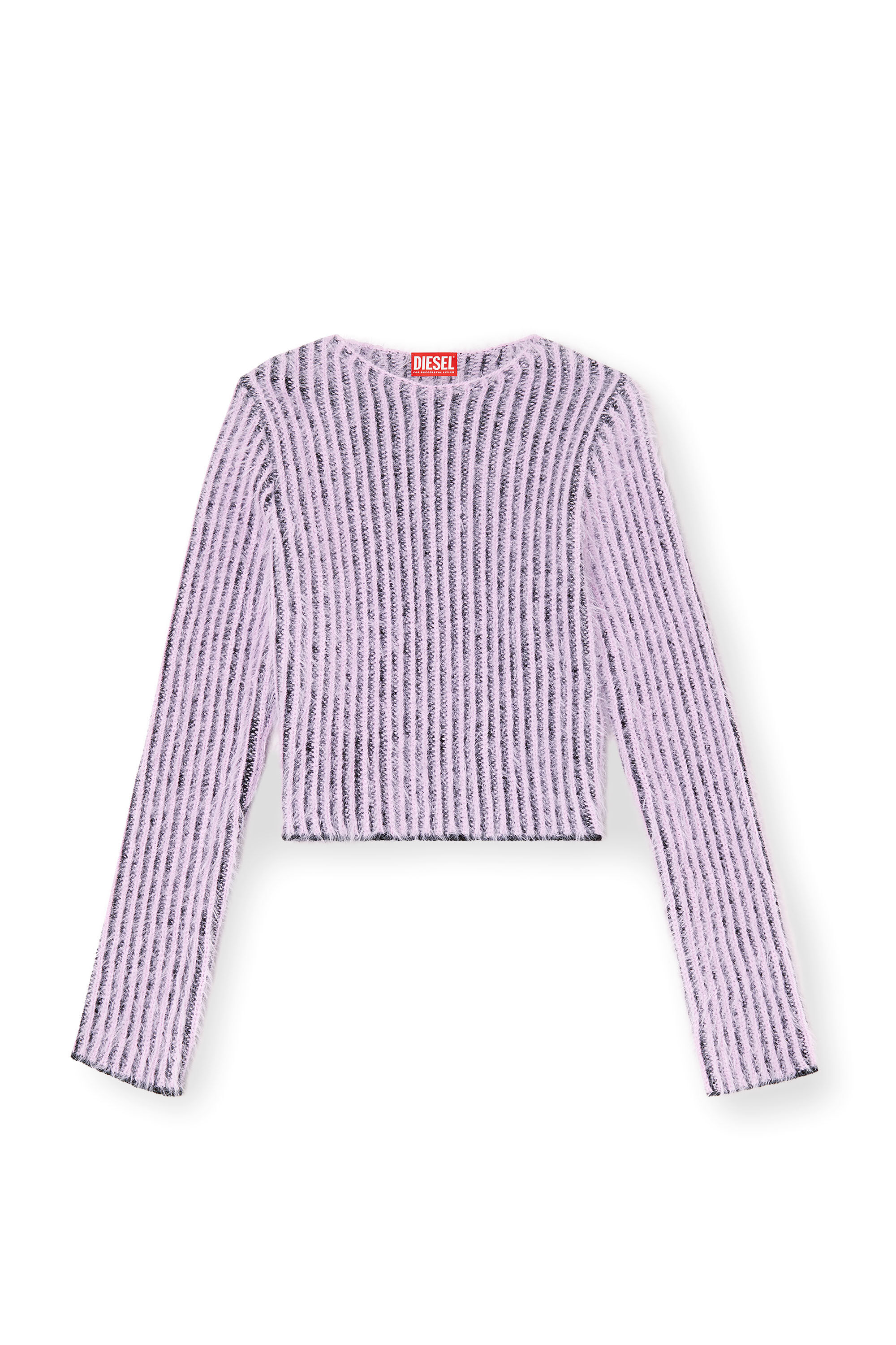 Diesel - M-TIGRE, Female's Fuzzy striped wool-blend jumper in ライラック - 2