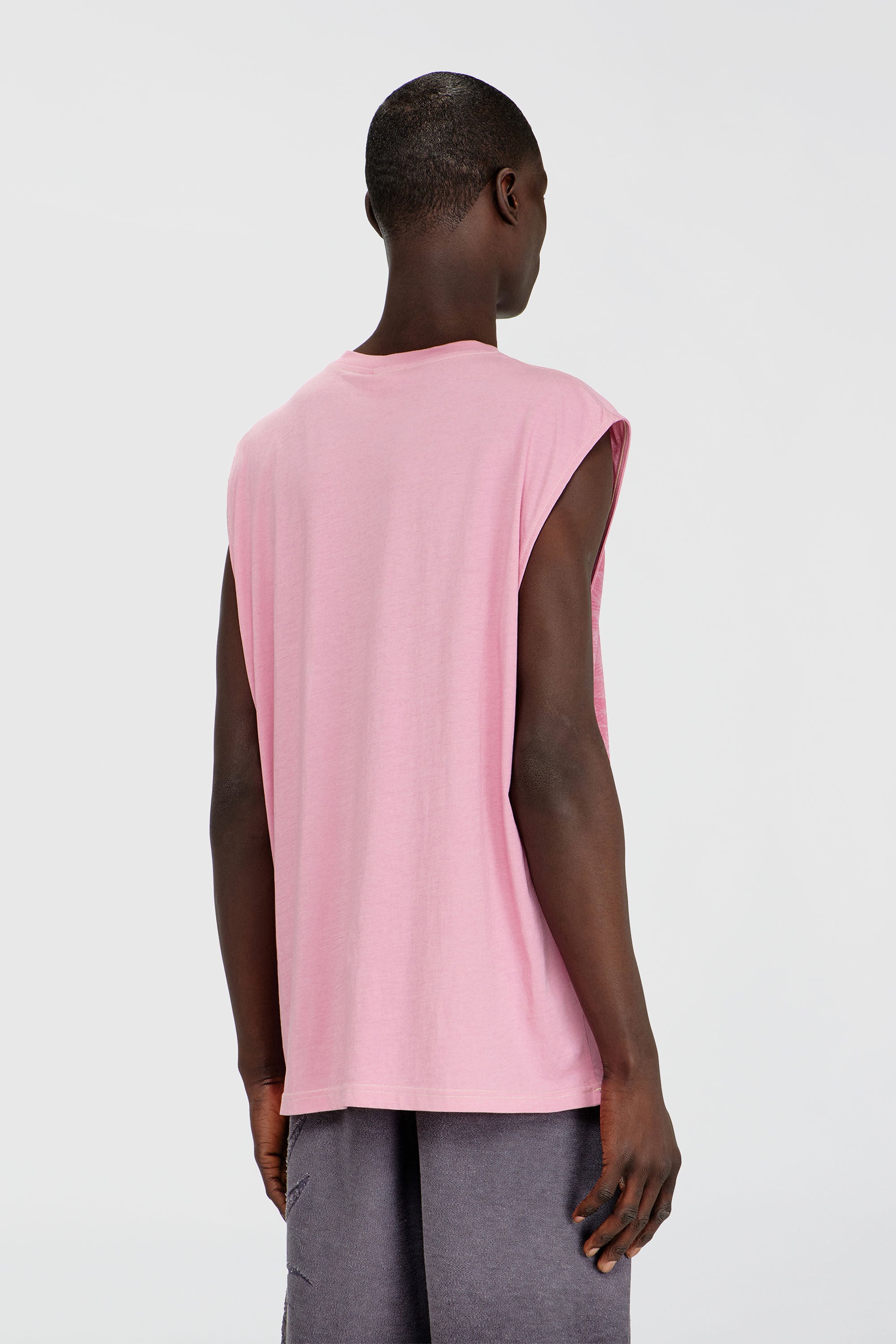 Diesel - T-BOXT-SL-NOTCH, Male's スリーブレストップ in ピンク / ホワイト - 4