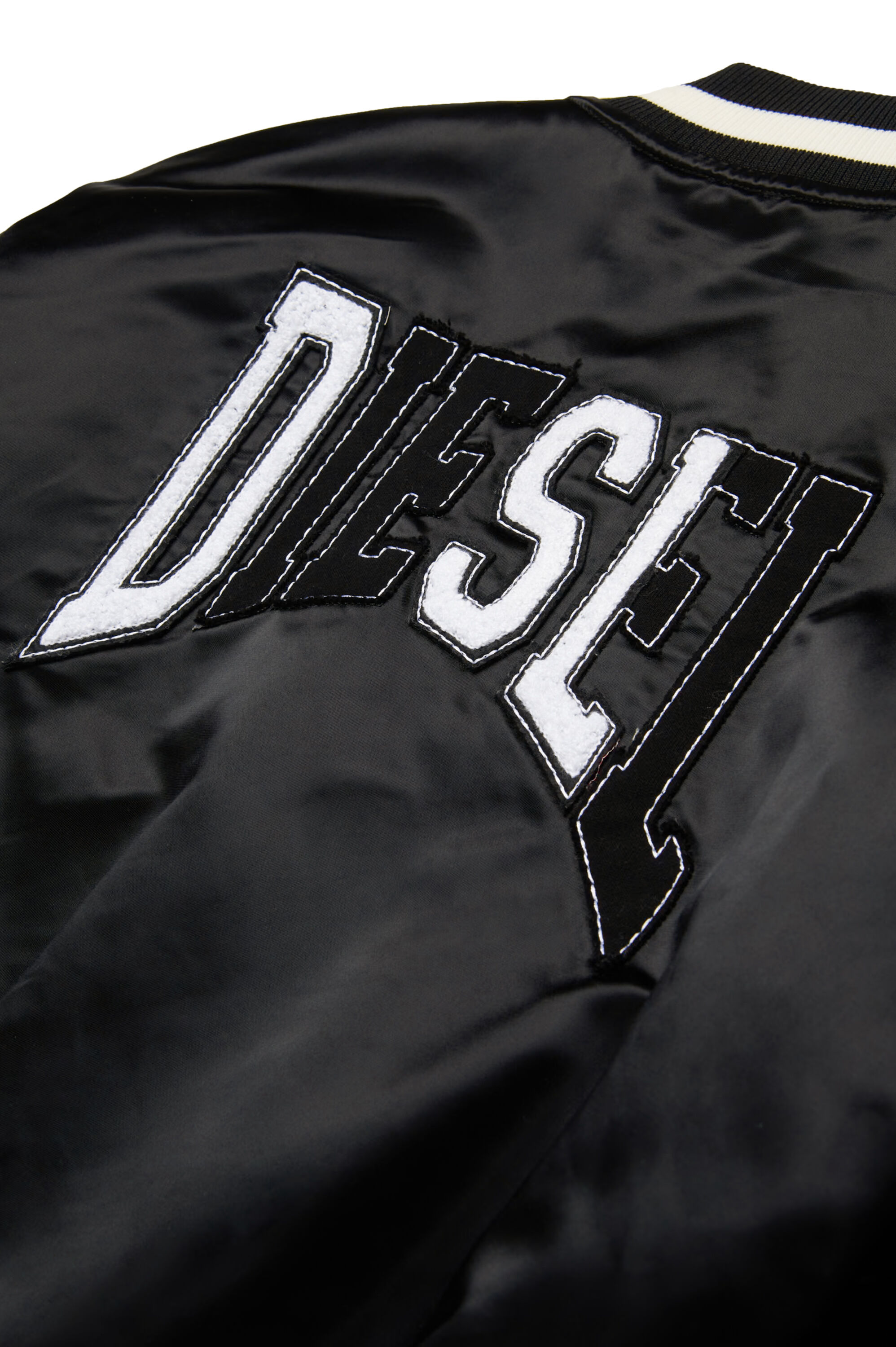 Diesel - JSTART, Male's Padded varsity bomber jacket in satin in ブラック - 4