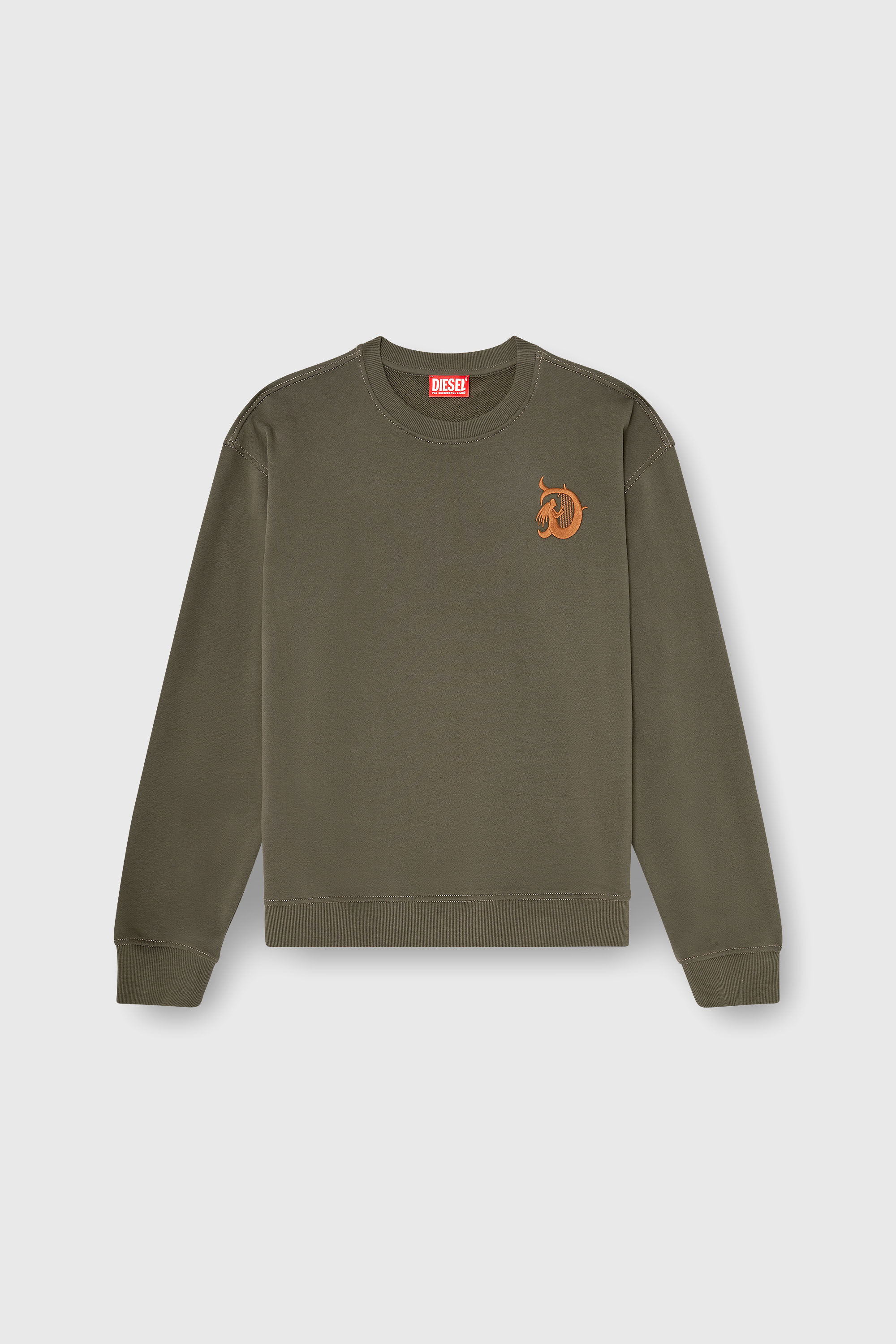 Diesel - S-NORM-AA4, Male's プルオーバースウェット in ミリタリーグリーン - 2