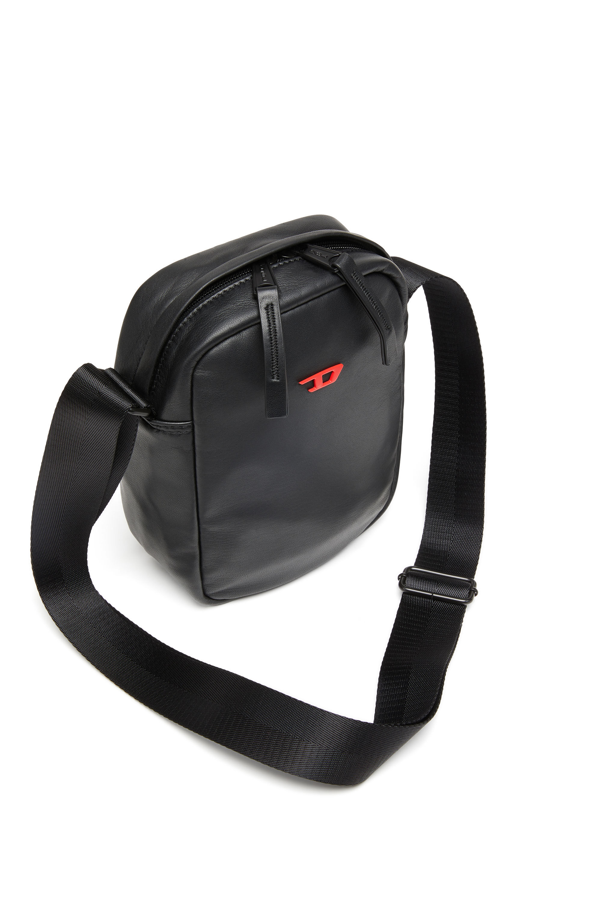Diesel - RAVE CROSSBODY, Male's Rave-Leather crossbody bag with metal D in ブラック - 6