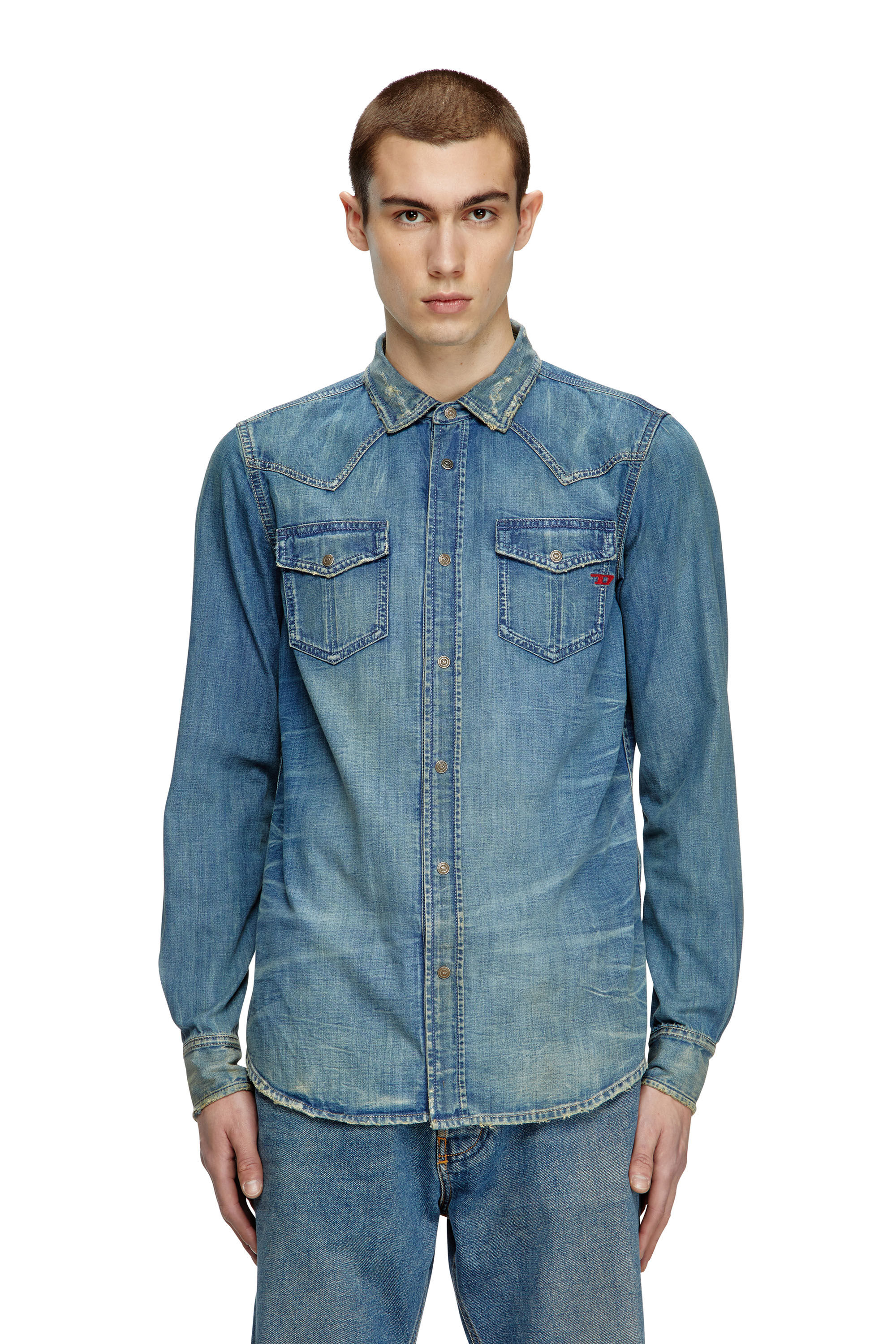 Diesel - D-VEGA, Male's Denim overshirt in ミディアムブルー - 3