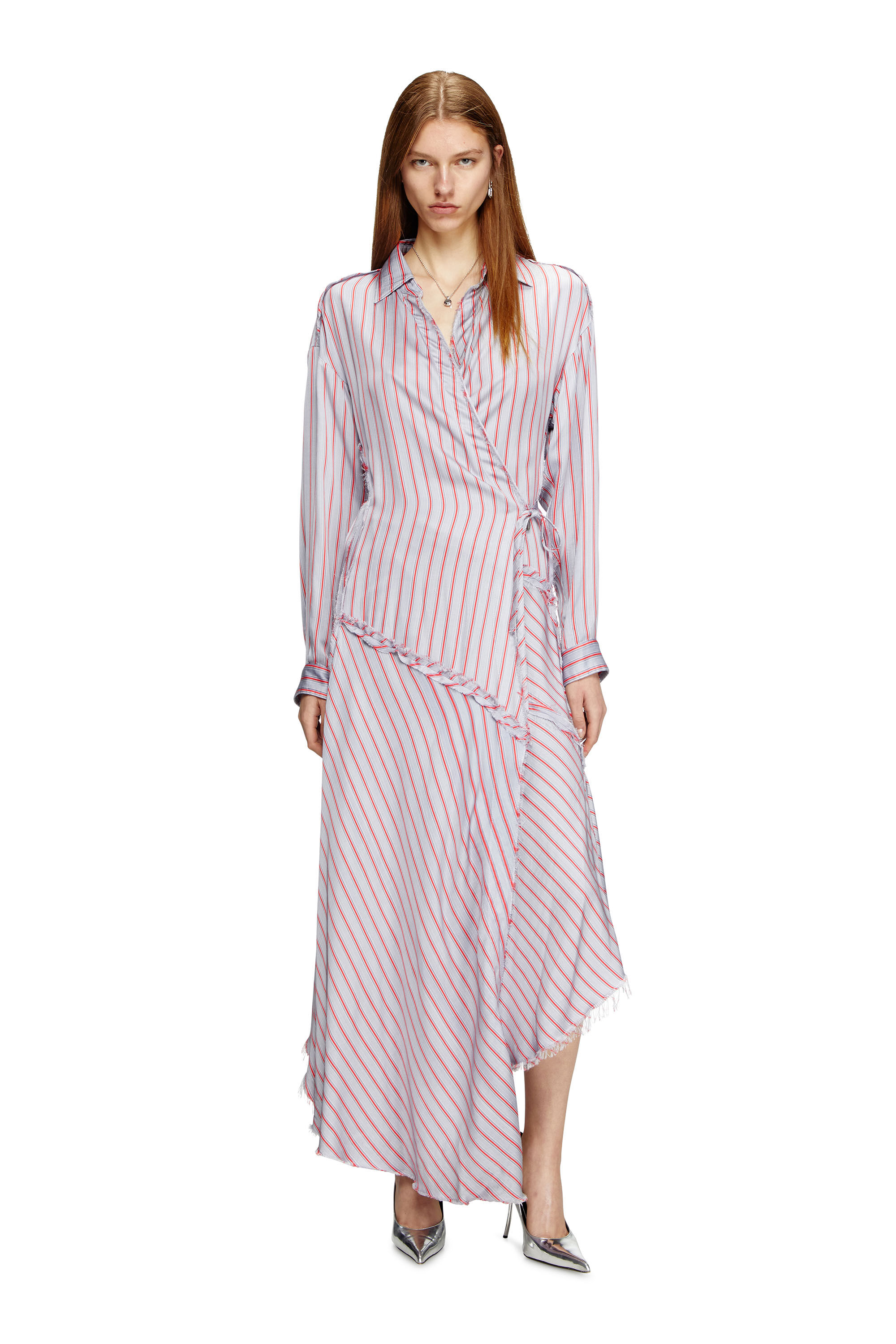 Diesel - D-RAVEN, Female's Asymmetrical wrap shirt dress in ピンク/バイオレット - 3