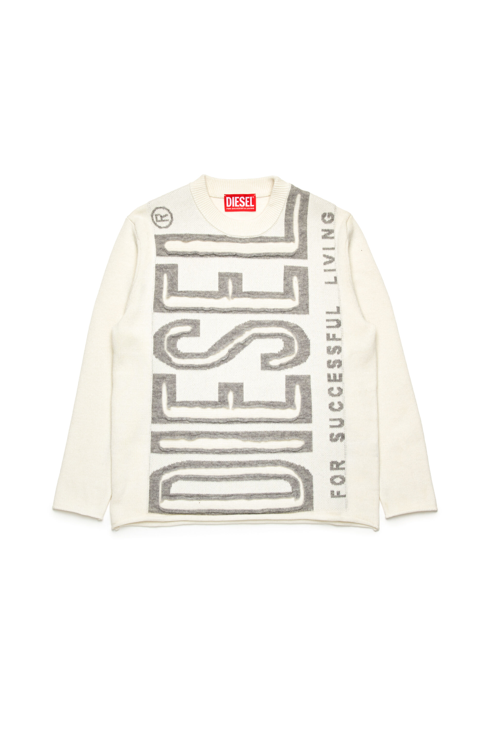 Diesel - KFLOYD OVER, Male's Jumper with peel-off logo in ホワイト - 1