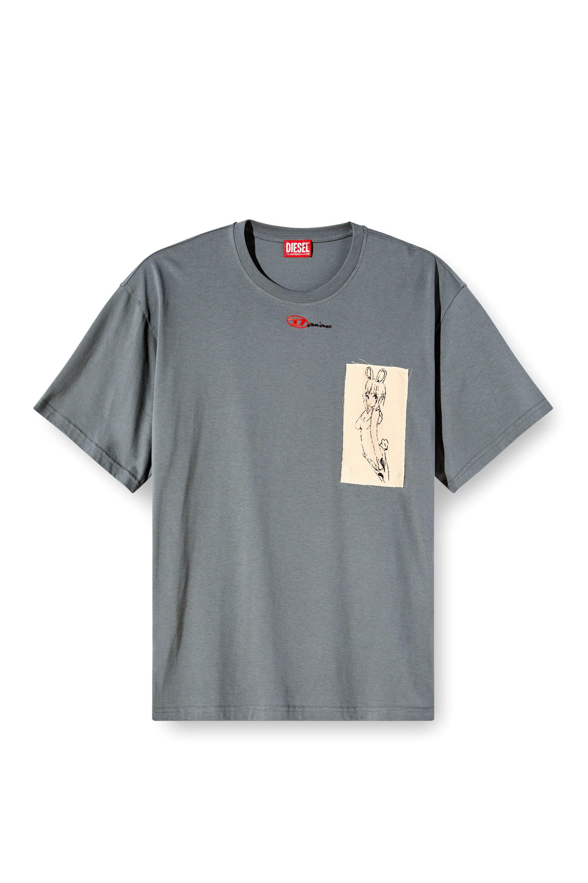 Diesel - T-BOXT-1P-DD, Unisex's T-shirt with tattoo patch in グレー - 2