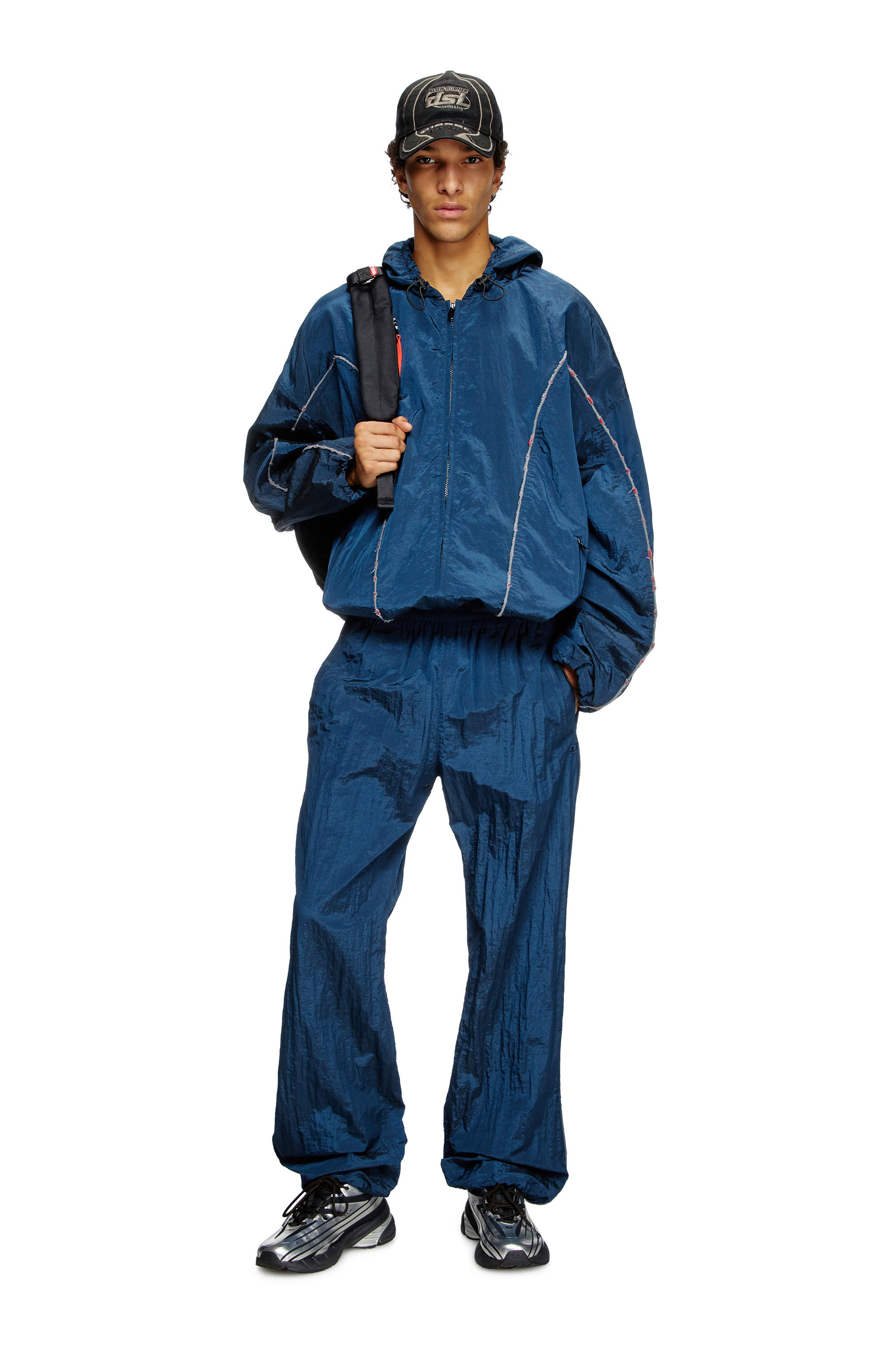 Diesel - P-ANTHEIT, Male's Track pants with distressed piping in ブルー - 3