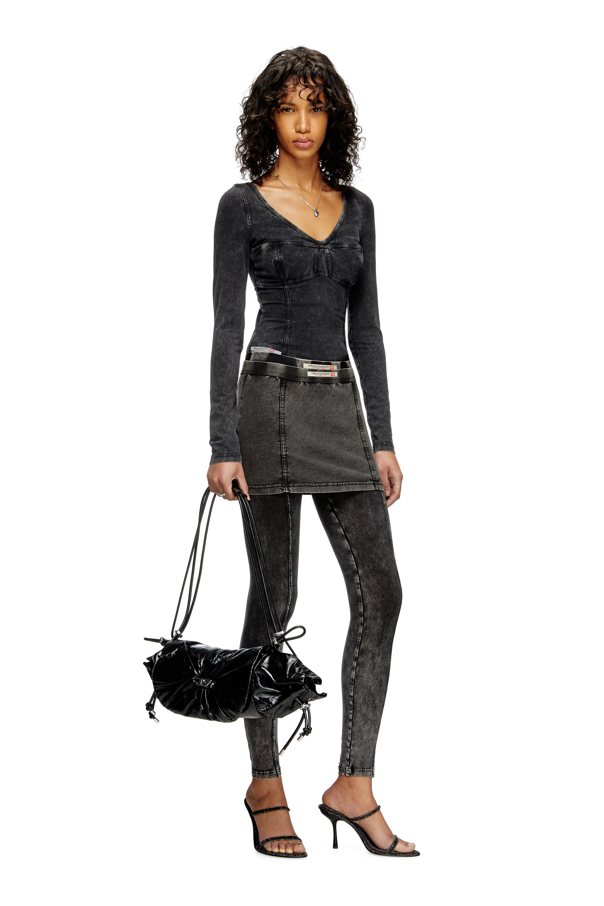 Diesel - T-ELIN, Female's Long-sleeve top with denim effect in ブラック - 1