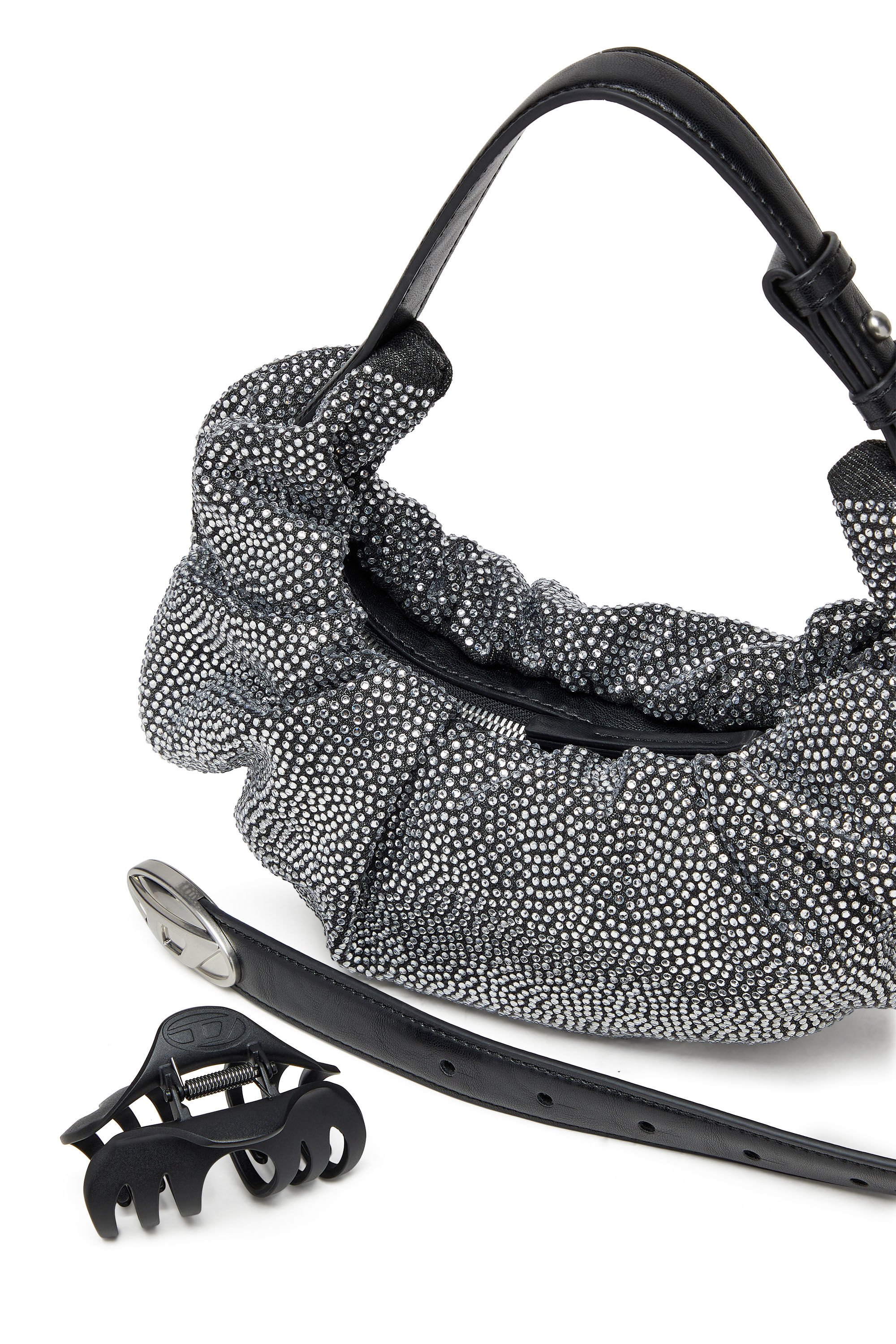 ディーゼル　レディース　バッグ　3124　GRAB-D HOBO S　ブラック Women's Grab-D S-Small scrunched hobo bag in shiny PU