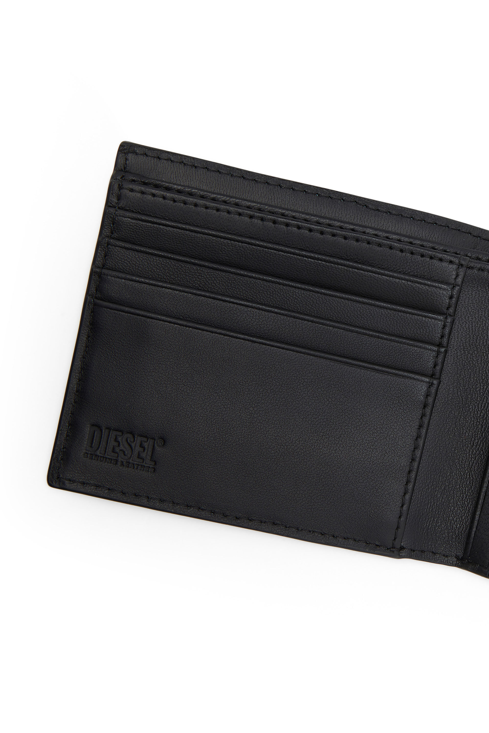 DSL 3D BI-FOLD COIN S Leather bi-fold wallet with embossed logo｜ブラック｜メンズ｜ DIESEL