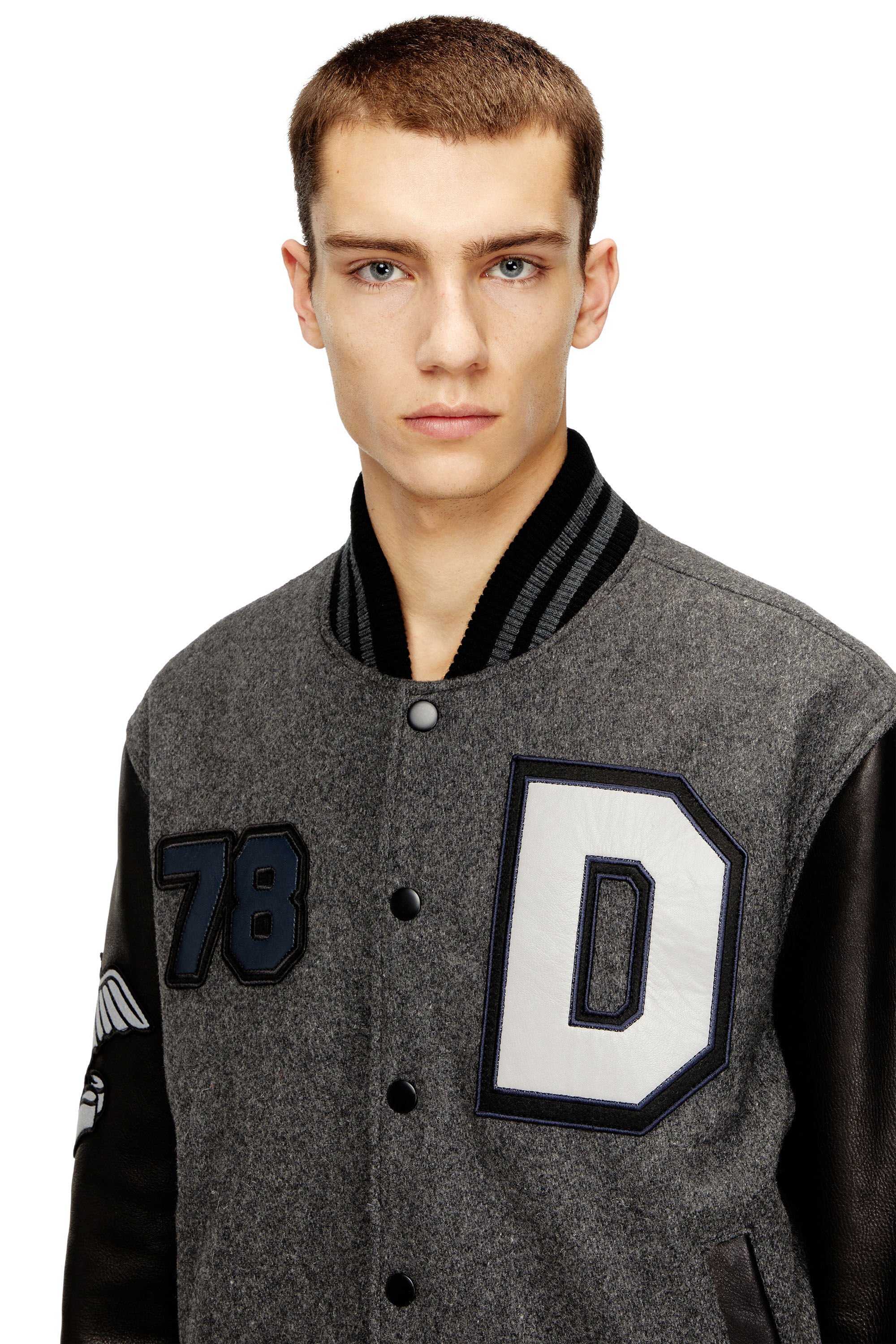 Diesel - L-ARRY-CP, Male's バーシティジャケット in ブラック/グレー - 4