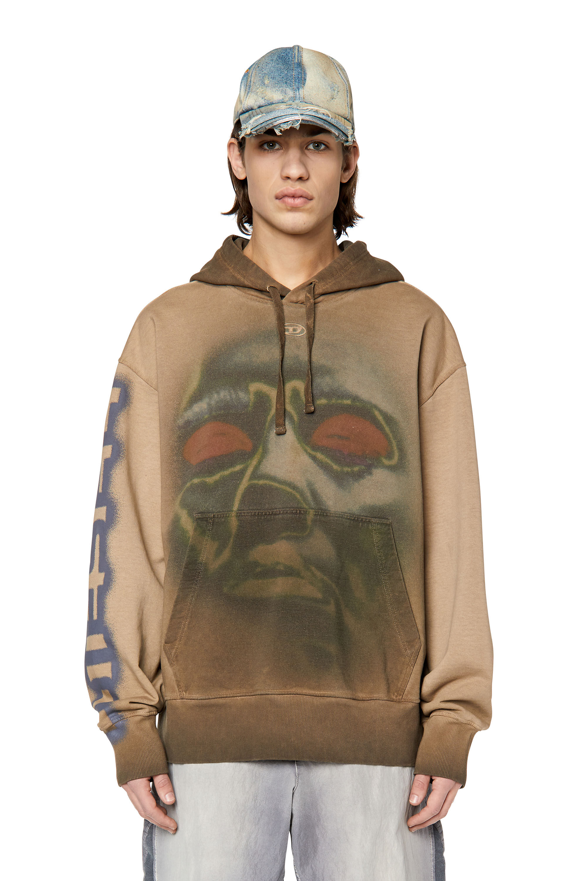 Diesel - S-MACS-HOOD-H1, Male's パーカー グラフィック in ライトブラウン - 3