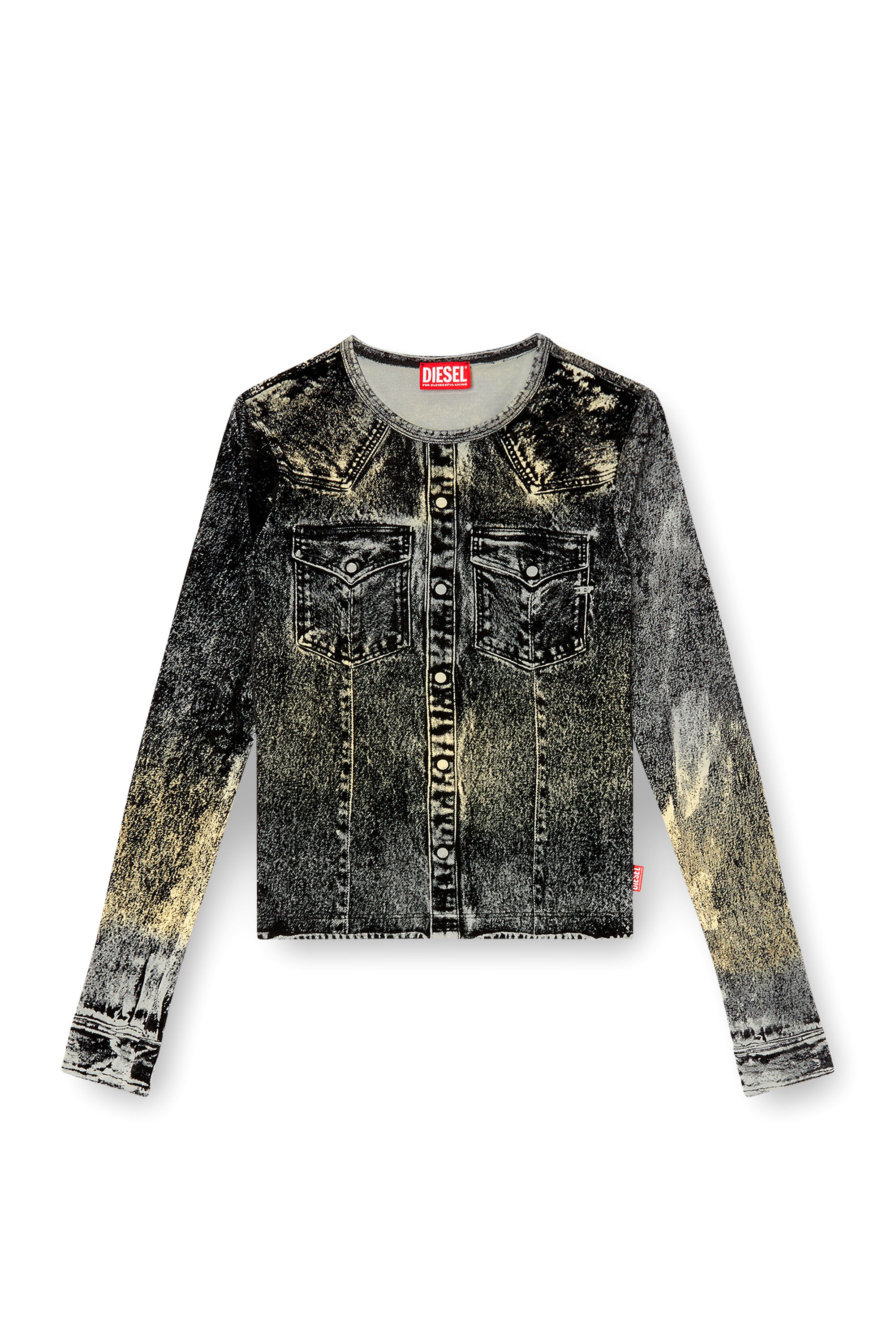 Diesel - T-AXY, Female's Long sleeve top with jacket print in ダークグレー - 2
