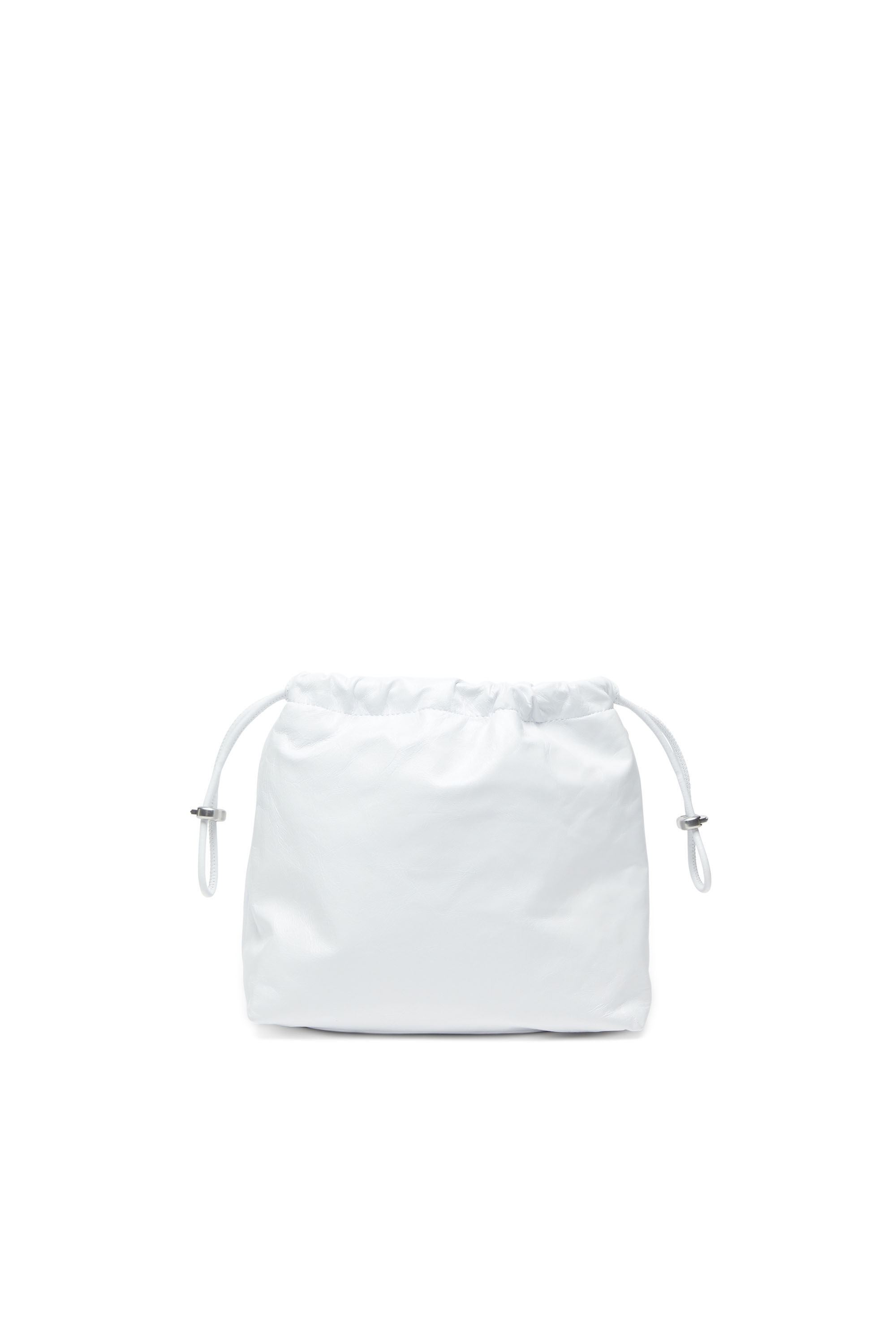 Diesel - SCRUNCH-D BUCKET, Female's Scrunch-D-Bucket bag in shiny wrinkled leather in ホワイト - 3