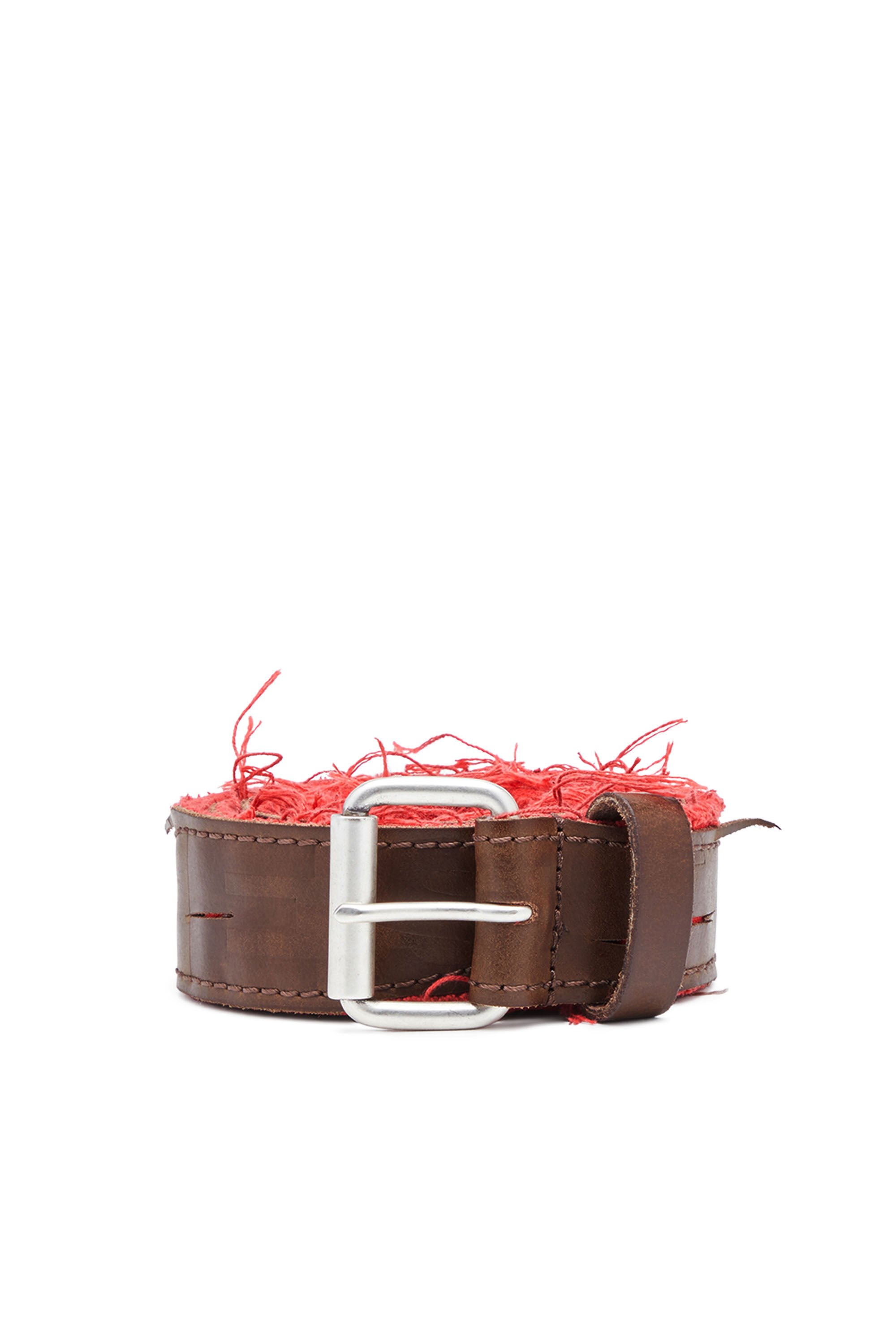 Diesel - B-RIPPED, Male's カウレザー キャンバス ベルト in Brown - 1